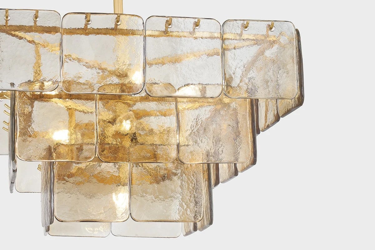 Celaniel Chandelier Champagne Piastre Glass Modern