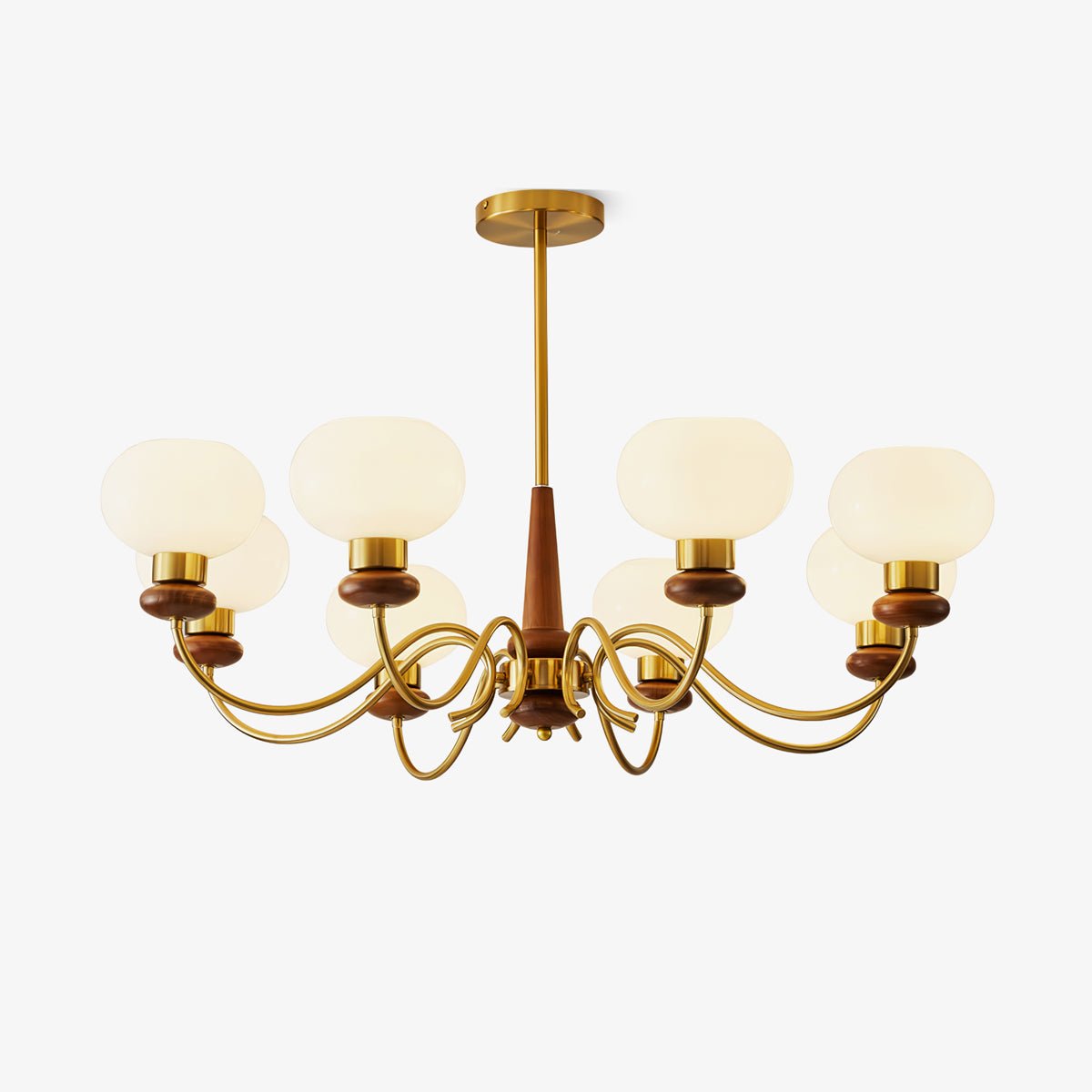 Riniena Chandelier Brass Wood Globe Classic