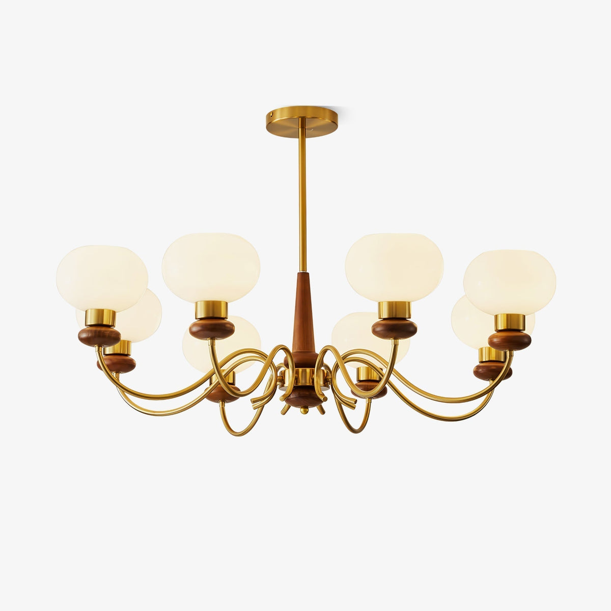 Riniena Chandelier Brass Wood Globe Classic