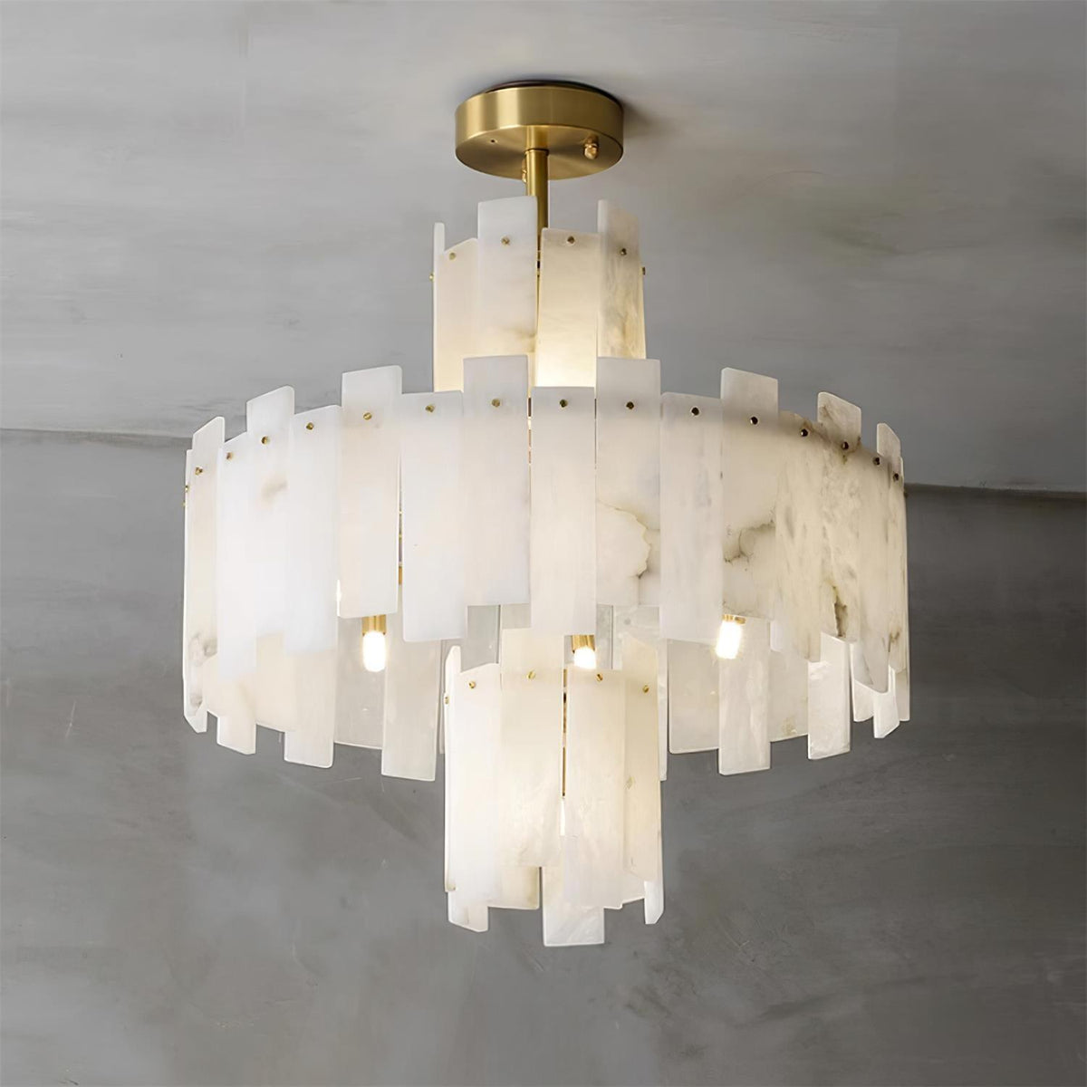 Soraya Art Deco Alabaster Chandelier Light