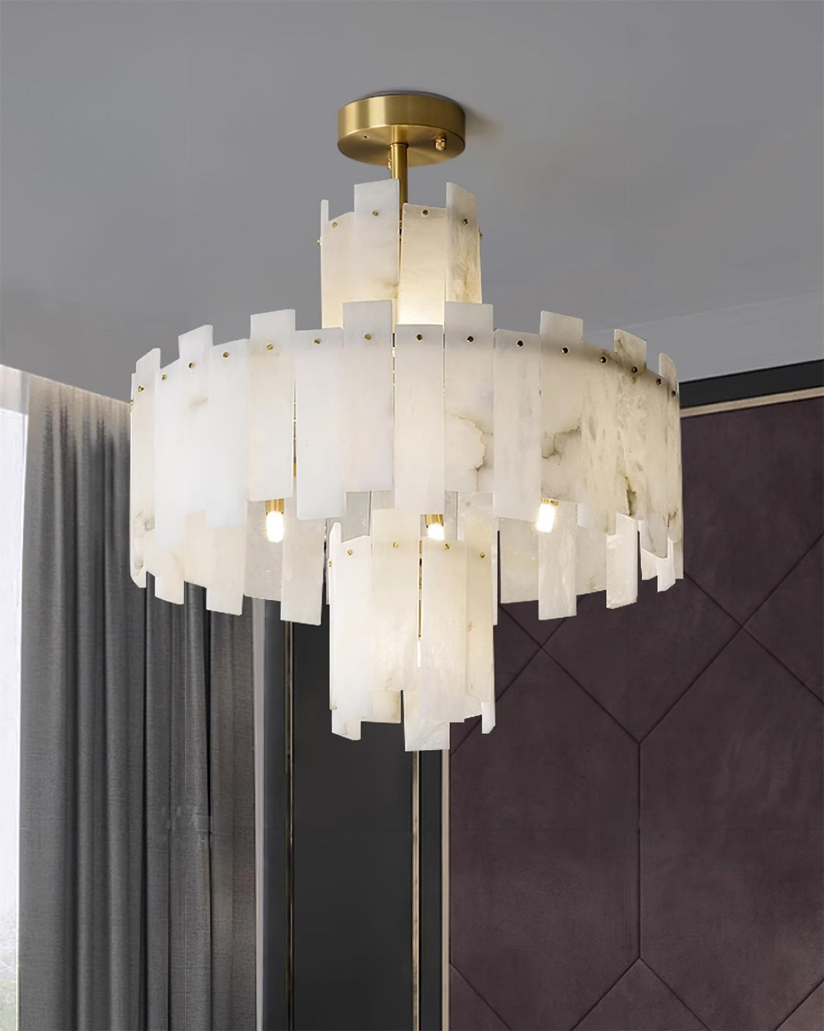 Soraya Art Deco Alabaster Chandelier Light