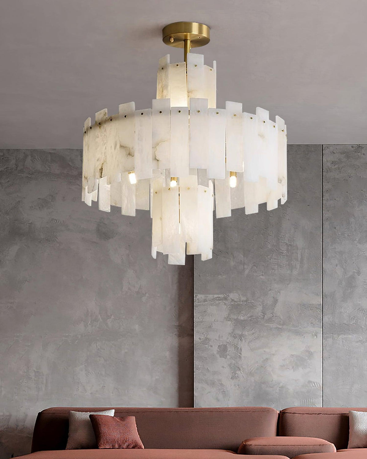 Soraya Art Deco Alabaster Chandelier Light