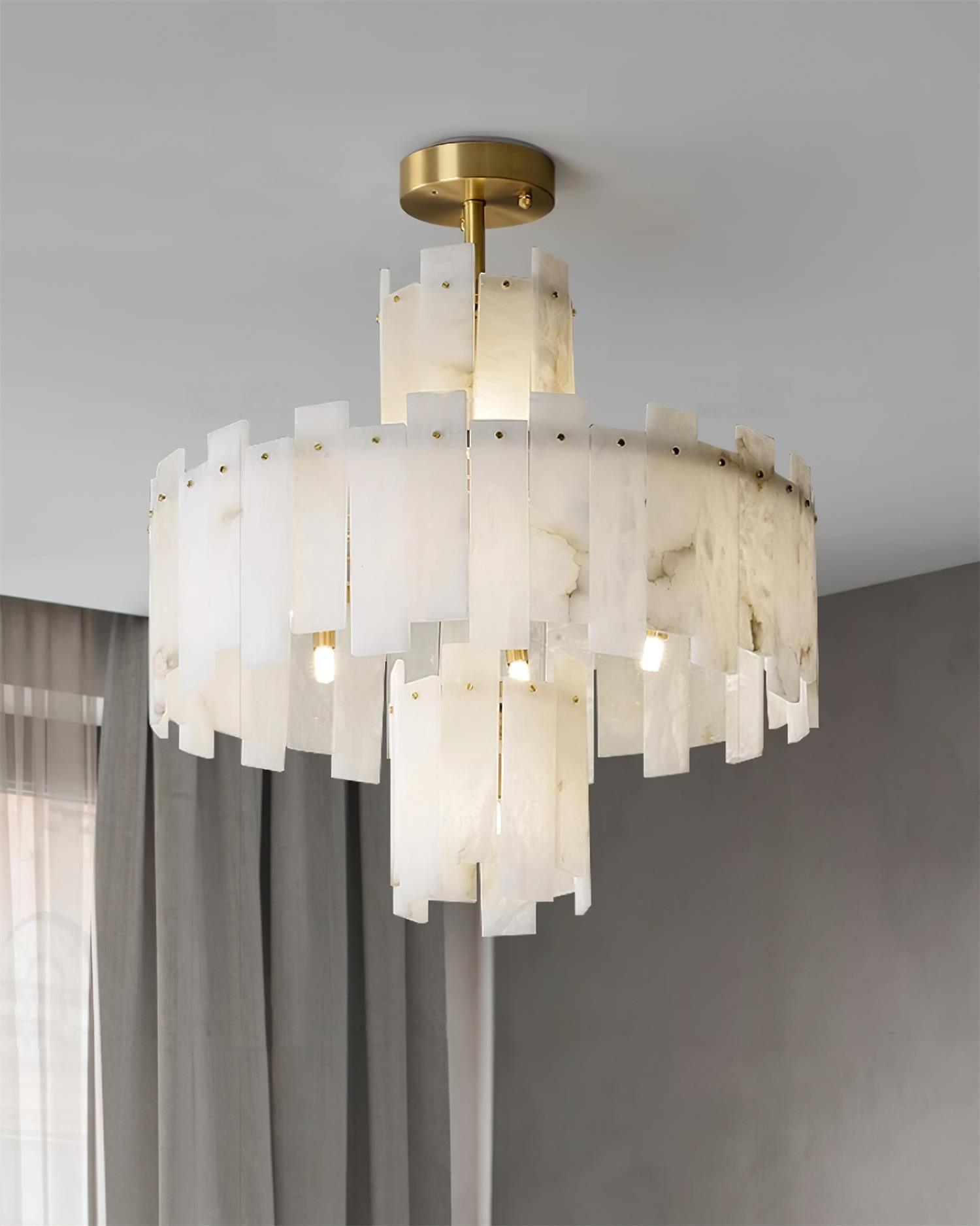Soraya Art Deco Alabaster Chandelier Light