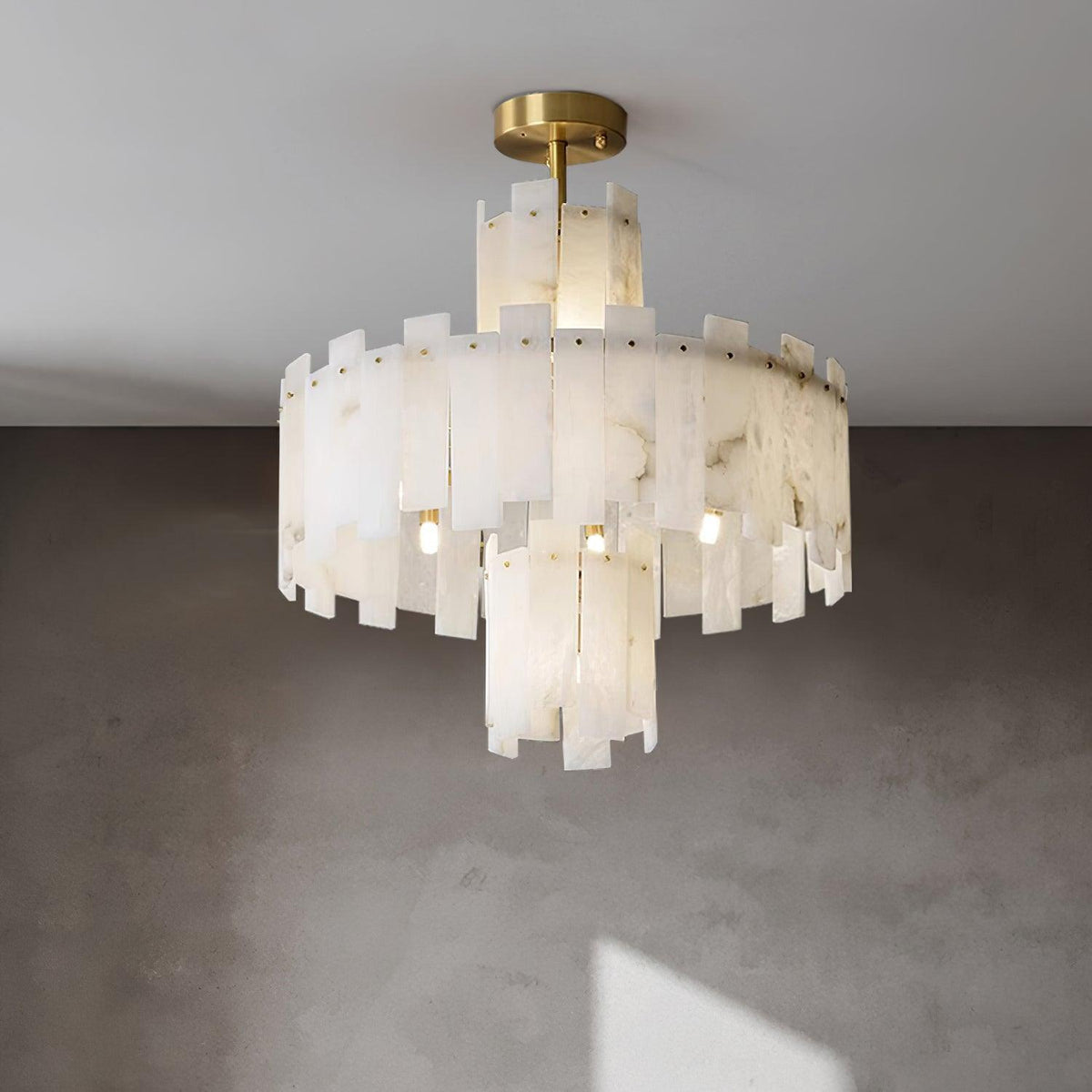 Soraya Art Deco Alabaster Chandelier Light