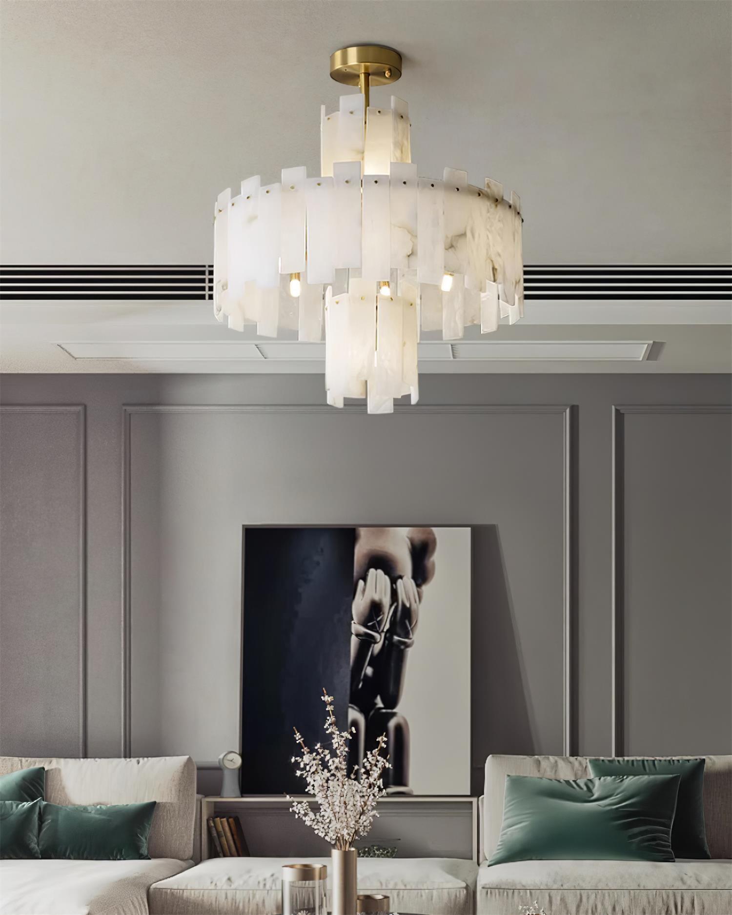Soraya Art Deco Alabaster Chandelier Light