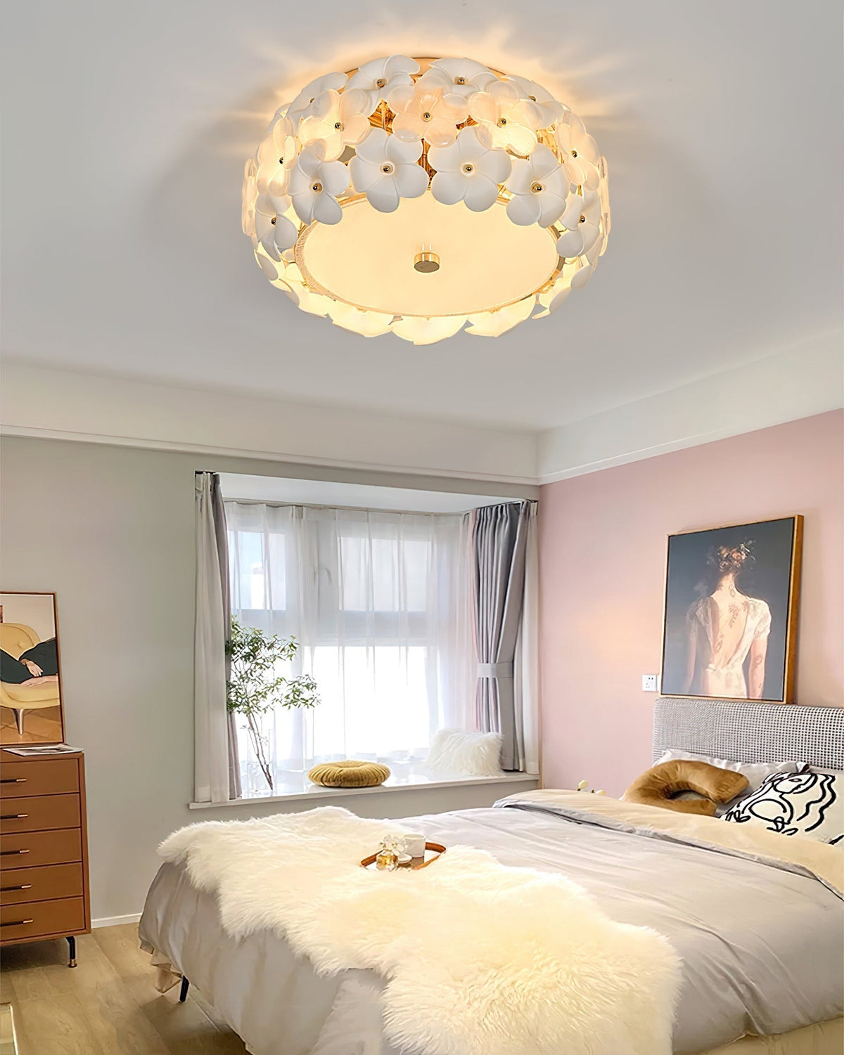 Regina Art Flowers Glass Ceramics Ceiling Lamp