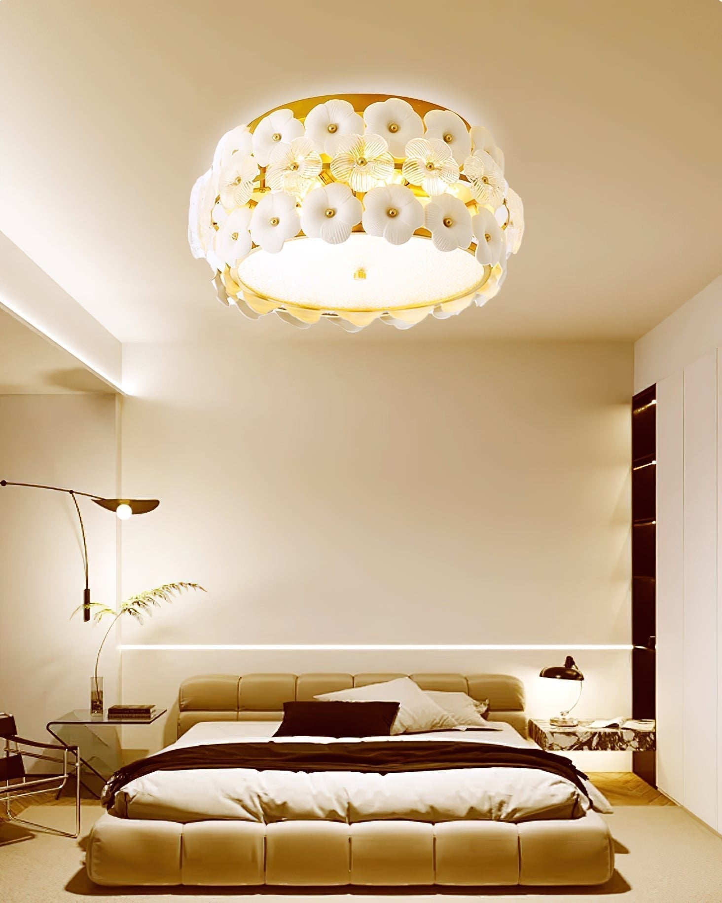 Regina Art Flowers Glass Ceramics Ceiling Lamp