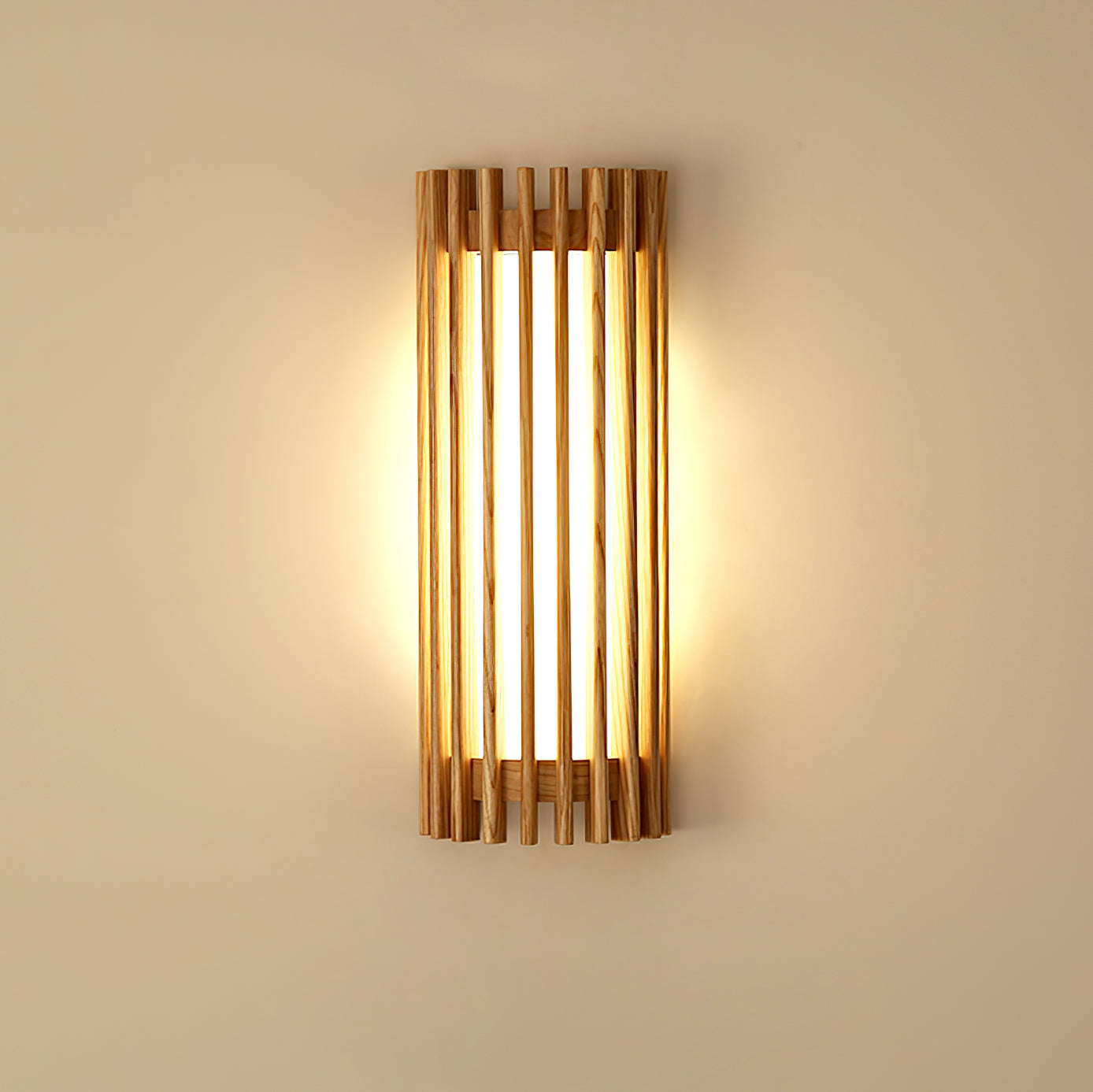Veyno Wooden Slatted Wall Lamp - Neutral Decor
