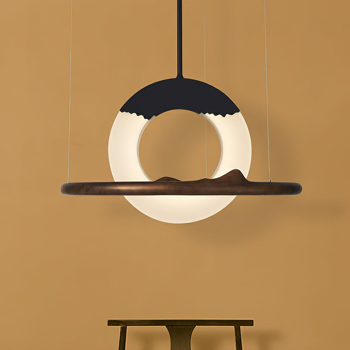 Mytalan Circular Acrylic Wood Pendant Light