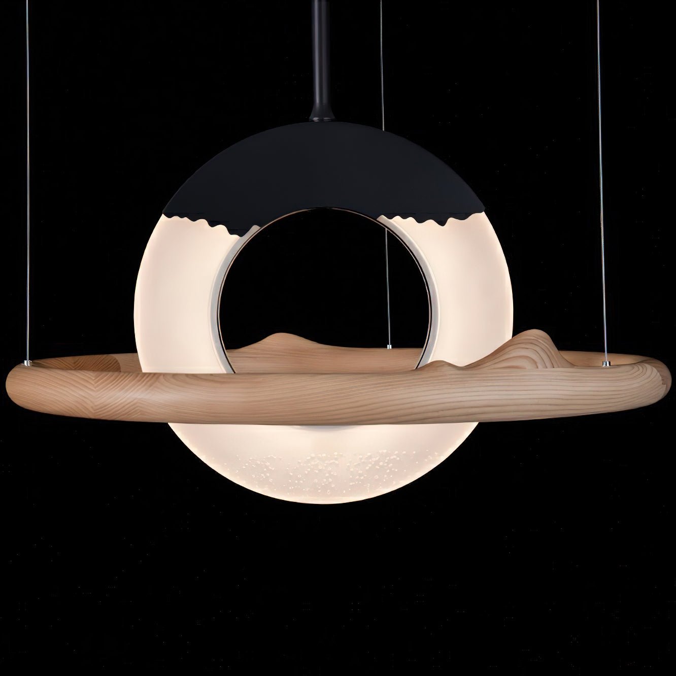 Mytalan Circular Acrylic Wood Pendant Light