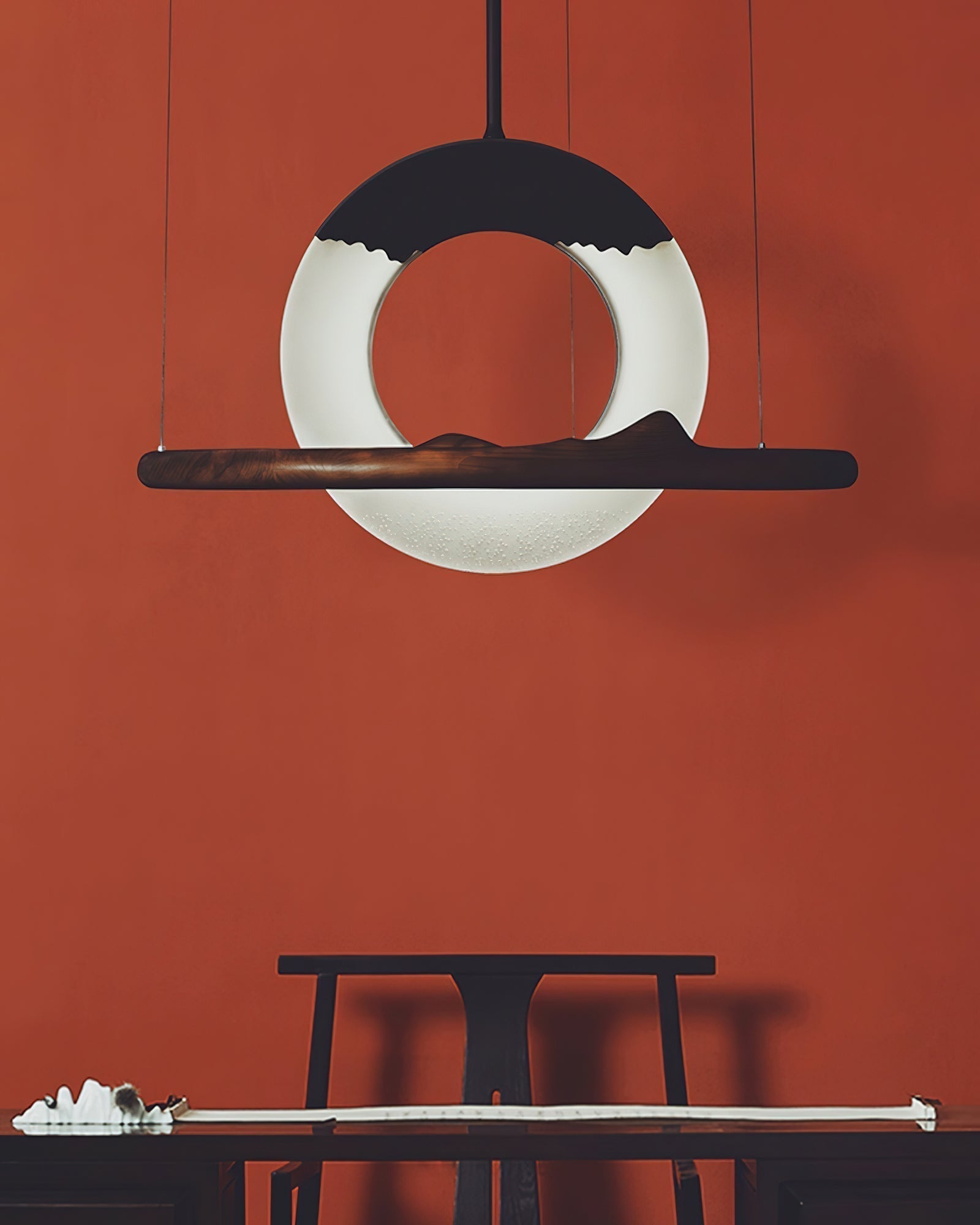 Mytalan Circular Acrylic Wood Pendant Light