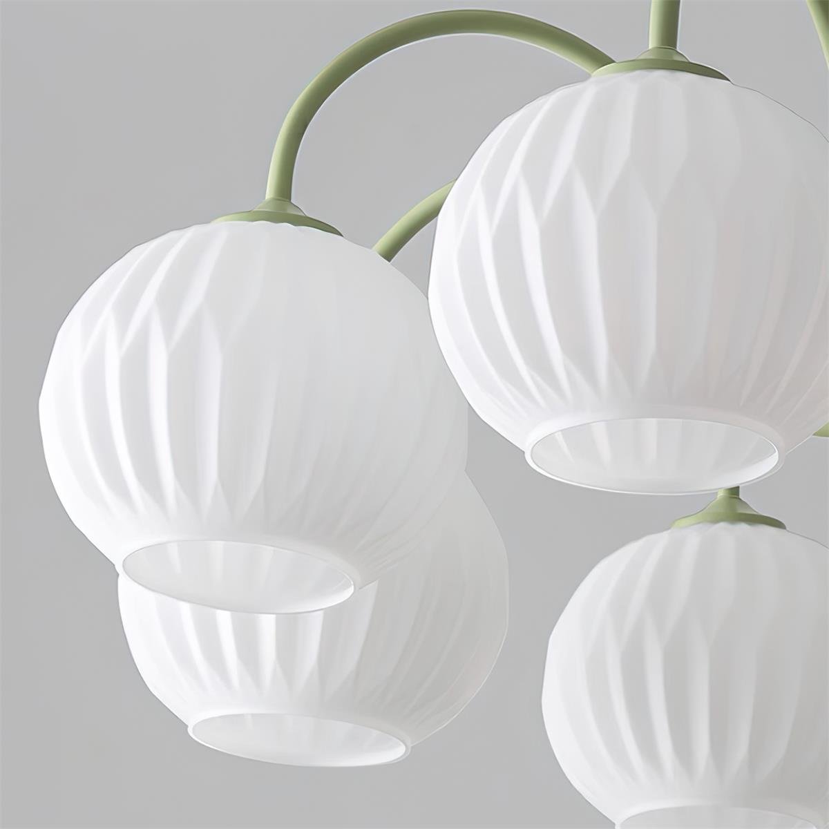 Velaaria Chandelier Green Ribbed Glass Modern 8-Light