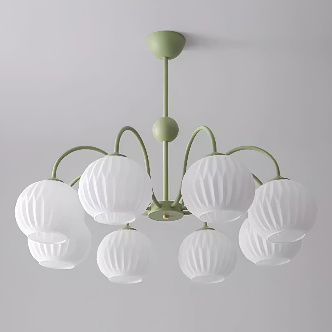 Velaaria Chandelier Green Ribbed Glass Modern 8-Light