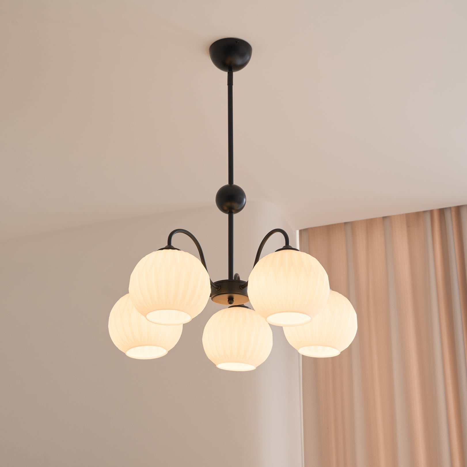 Velaaria Chandelier Green Ribbed Glass Modern 8-Light