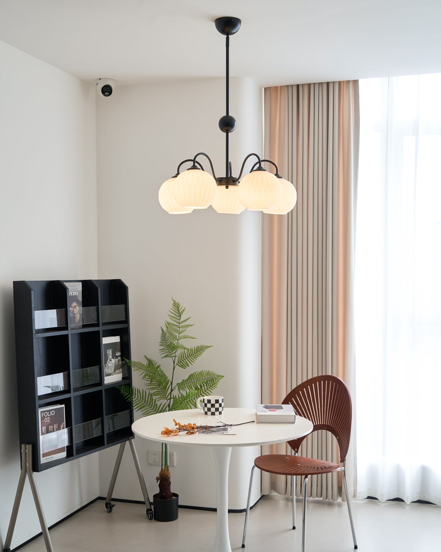 Velaaria Chandelier Green Ribbed Glass Modern 8-Light
