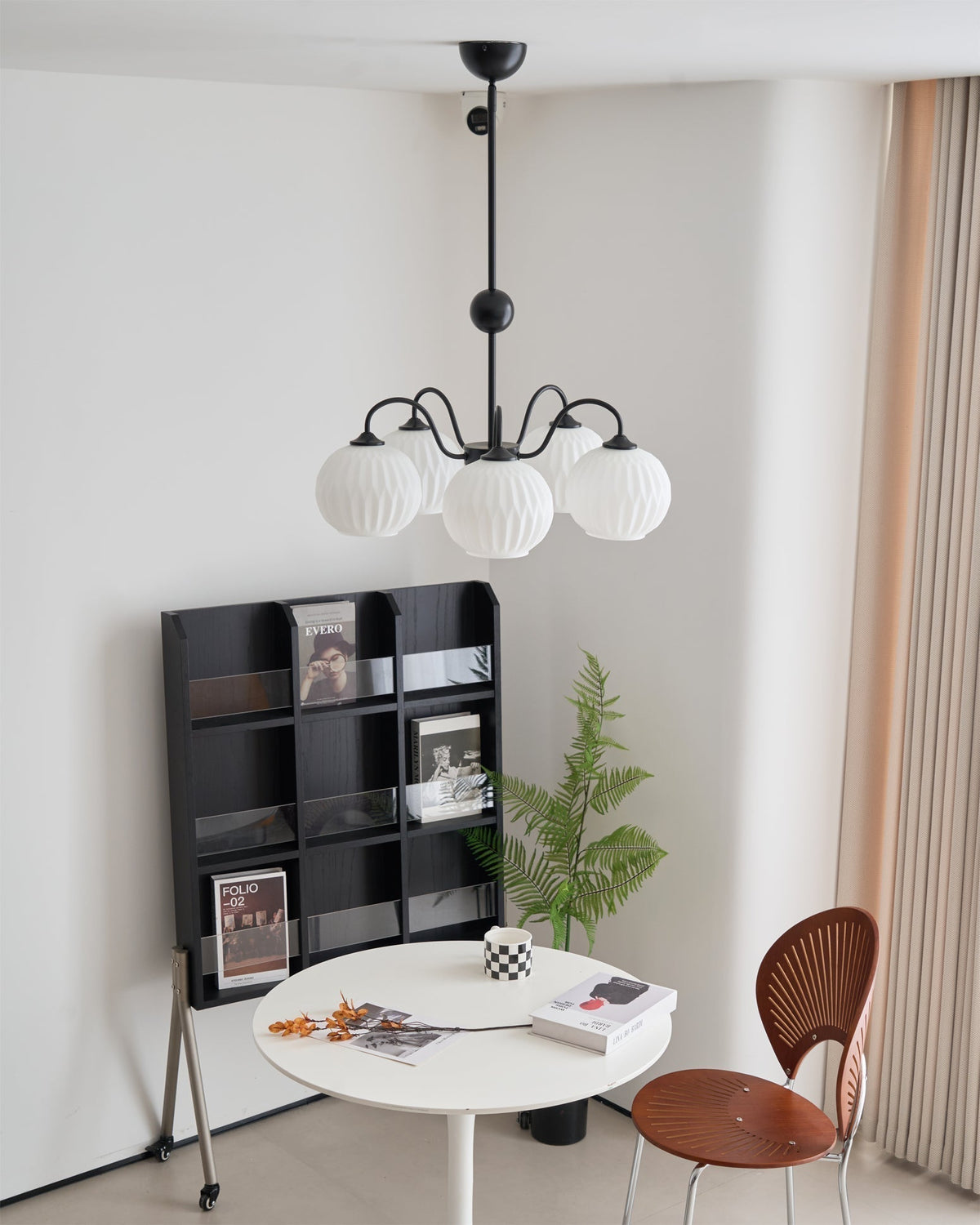 Velaaria Chandelier Green Ribbed Glass Modern 8-Light