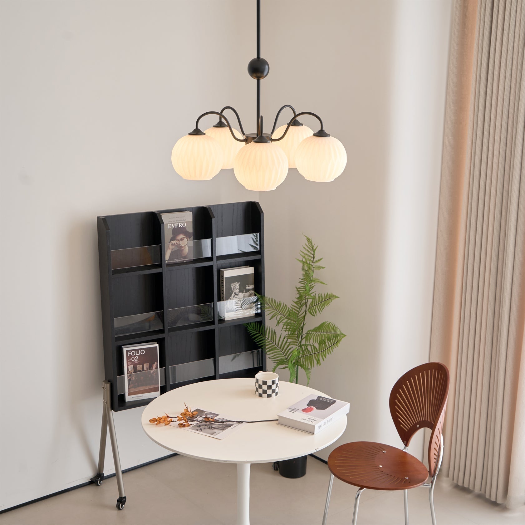 Velaaria Chandelier Green Ribbed Glass Modern 8-Light