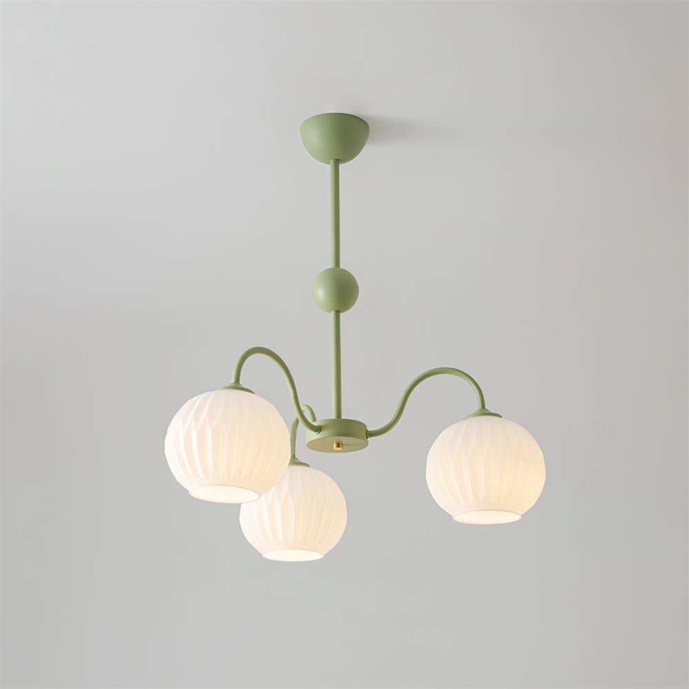 Velaaria Chandelier Green Ribbed Glass Modern 8-Light