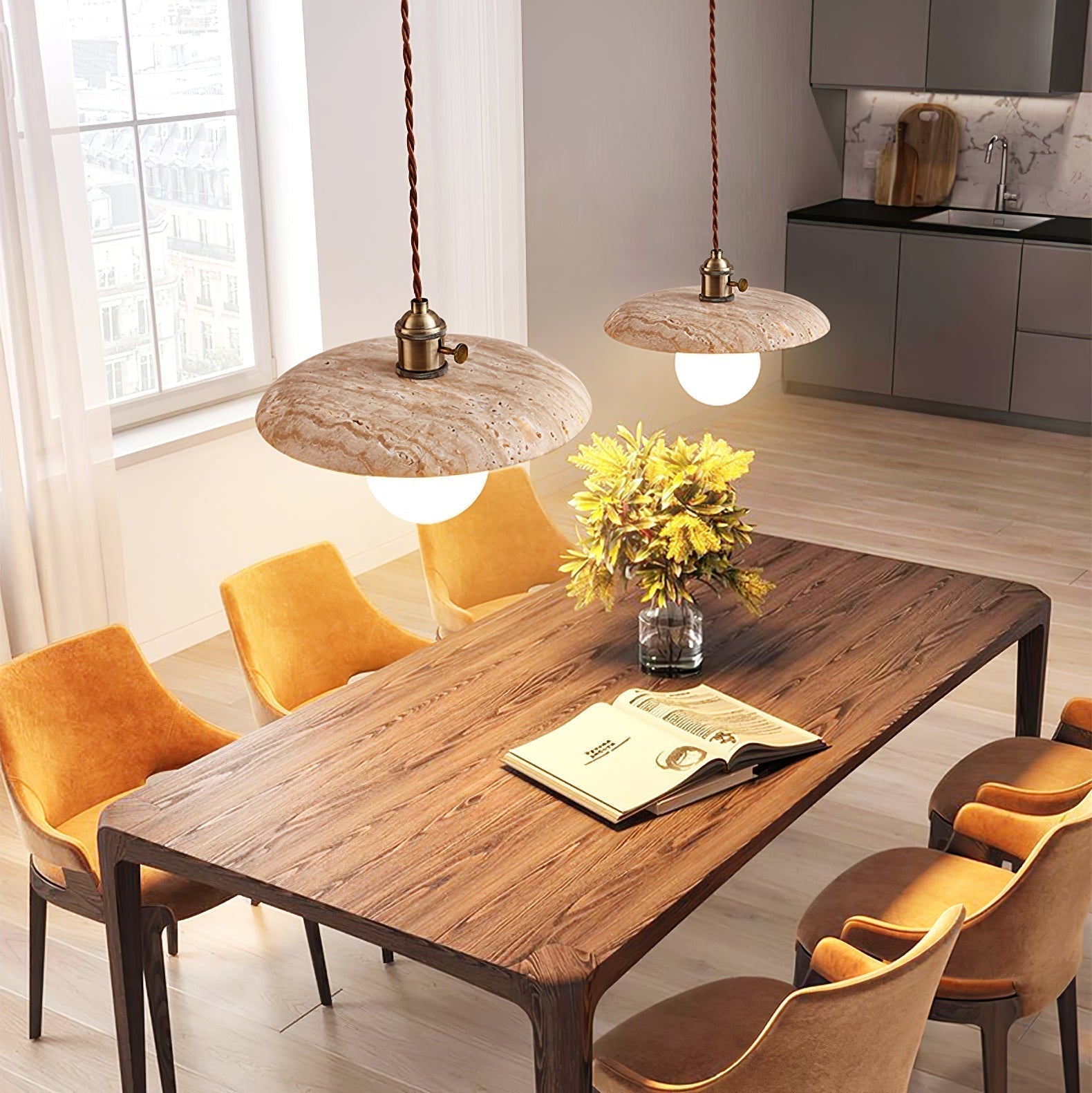 Tavaora Minimalist Travertine Pendant Light