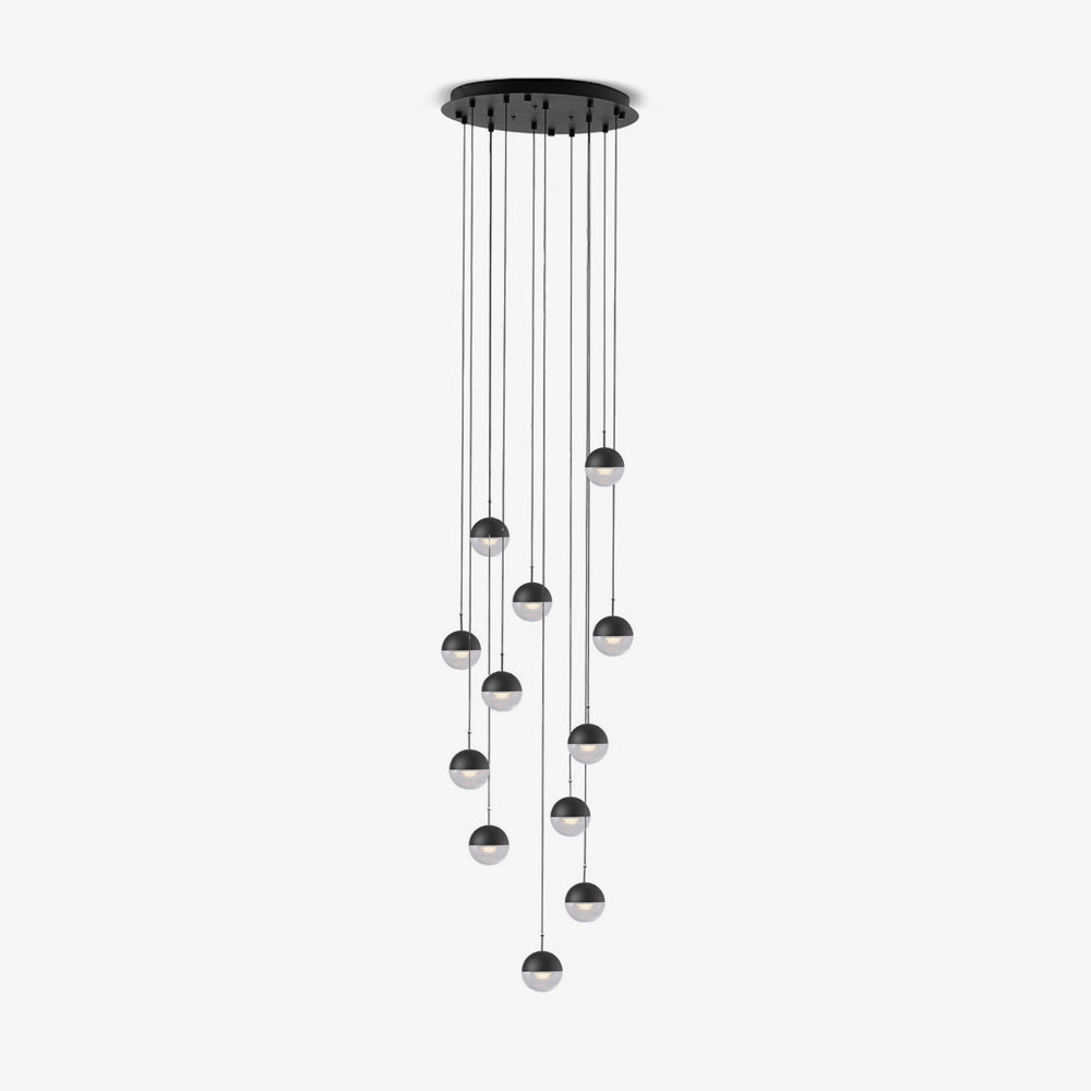 Solara Pendant Lamp Steel Glass Multi Drop Minimalist Staircase - Neutral Decor