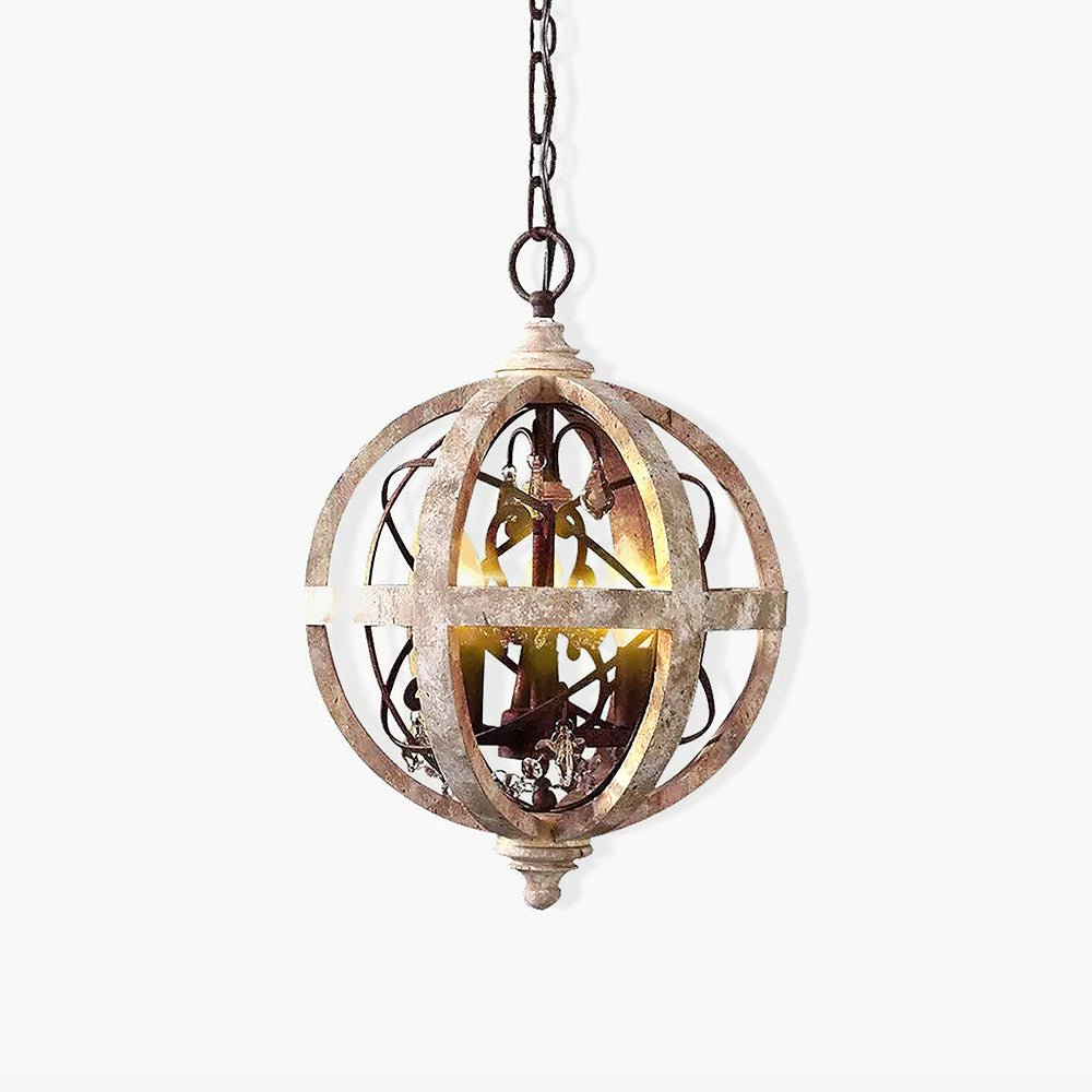 Lustra Chandelier Retro Globe with Weathered Wood - Neutral Decor