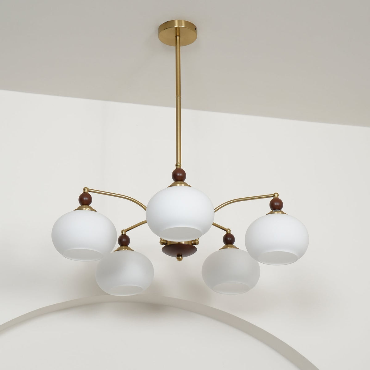 Vevely Pendant Lamp Retro Yellow Glass Brass