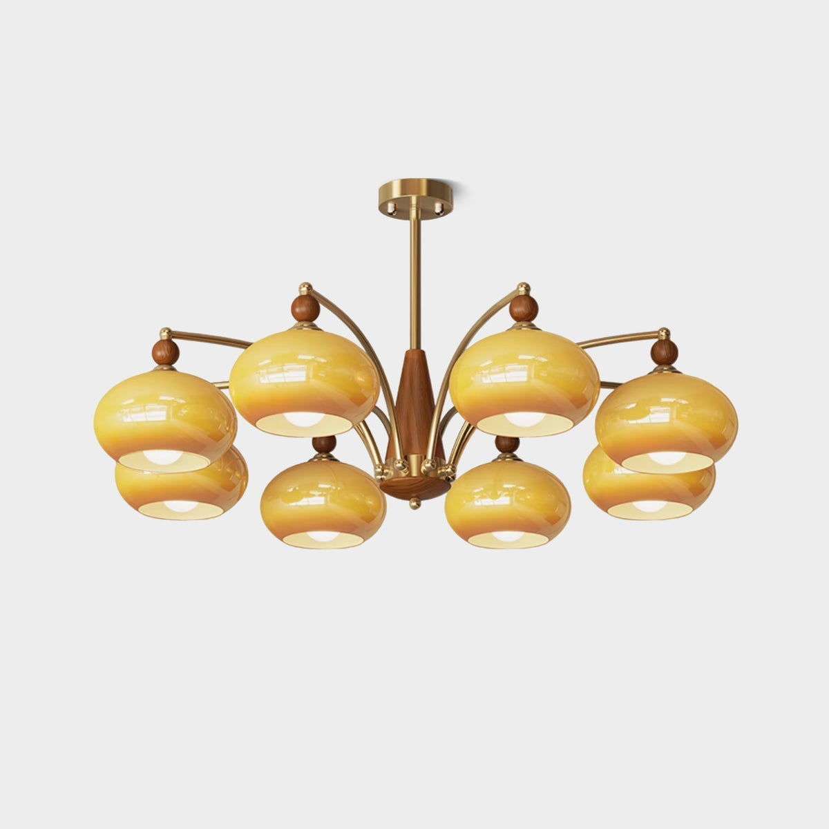 Vevely Pendant Lamp Retro Yellow Glass Brass