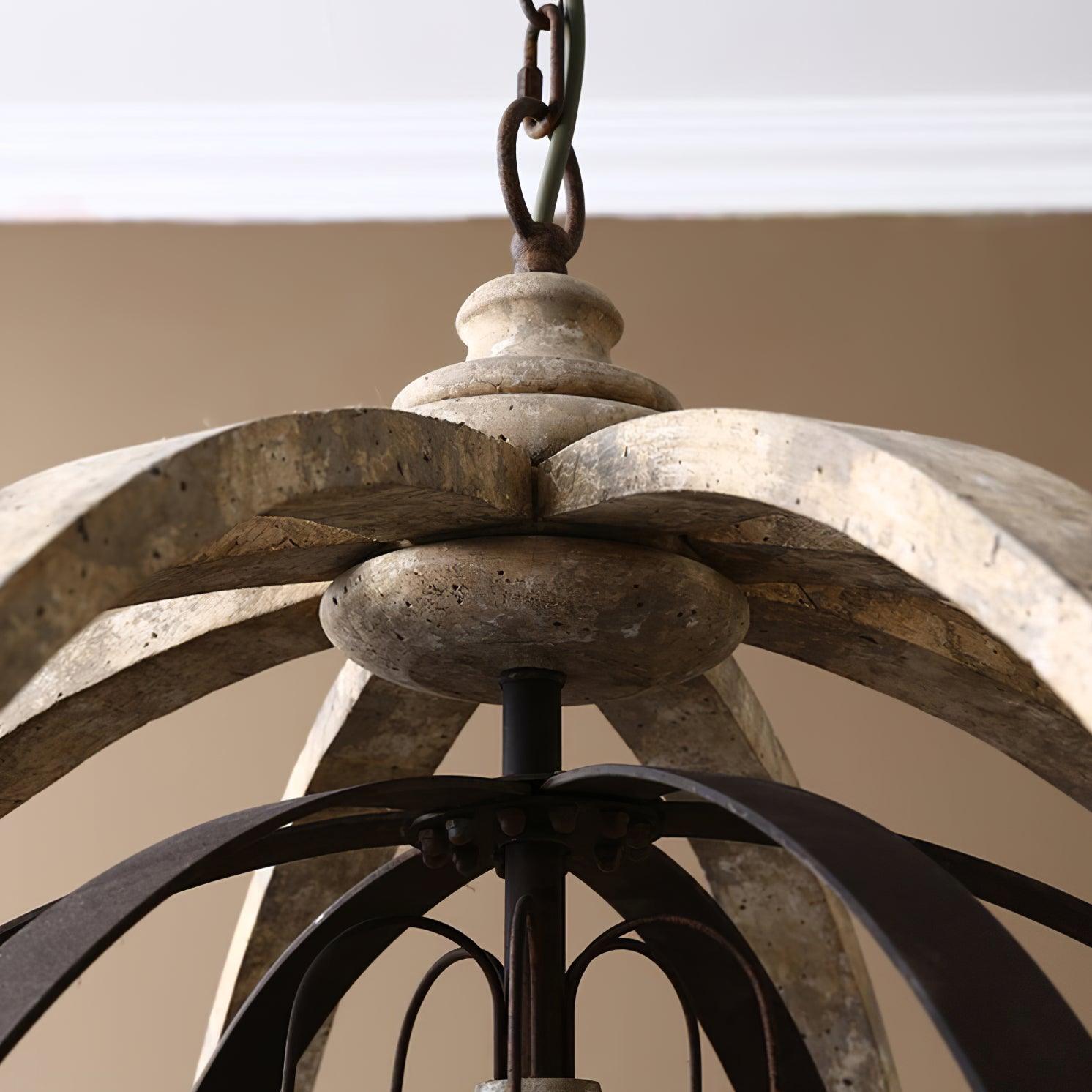 Lustra Chandelier Retro Globe with Weathered Wood - Neutral Decor
