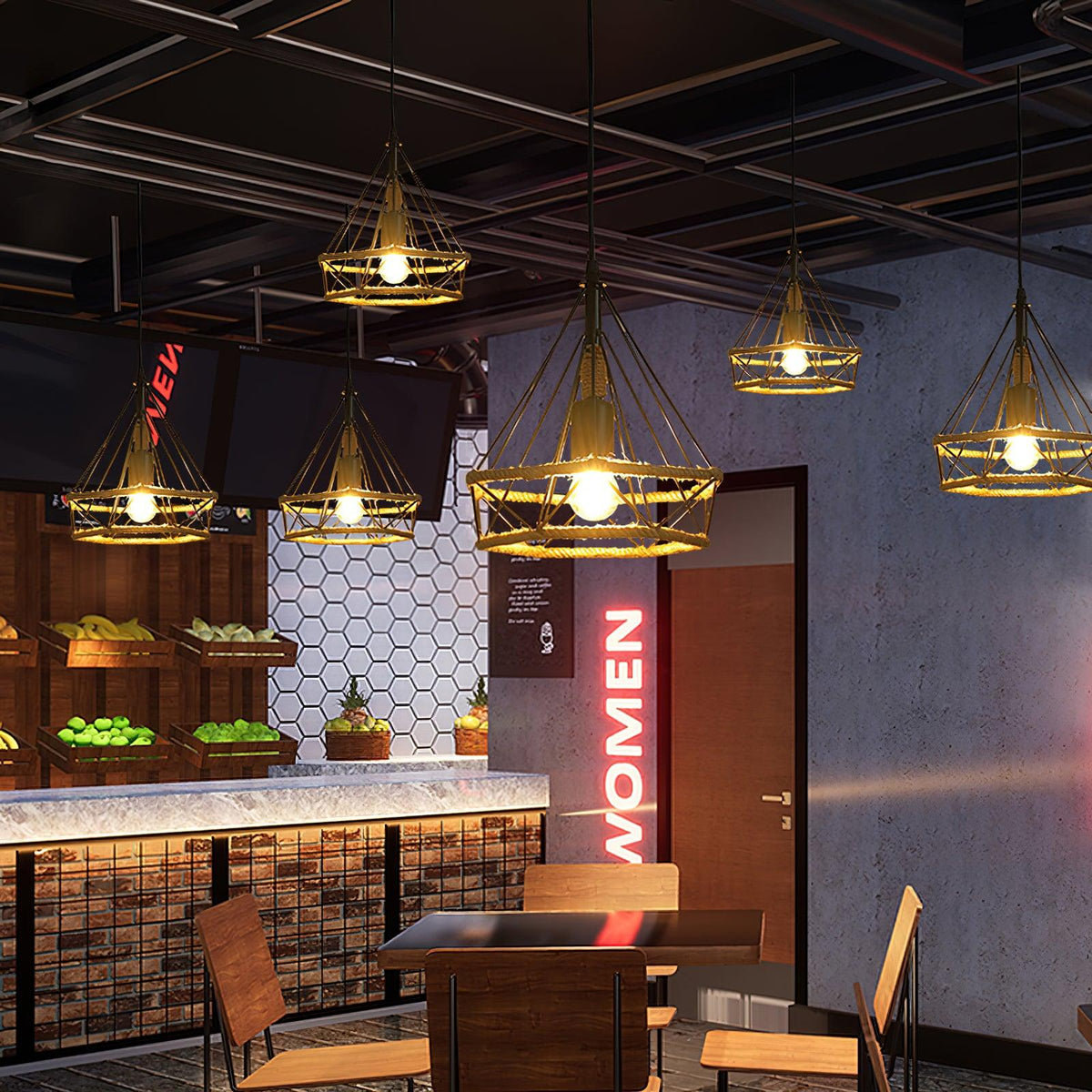 Xunell Retro Hemp Rope Interesting Pendant Light