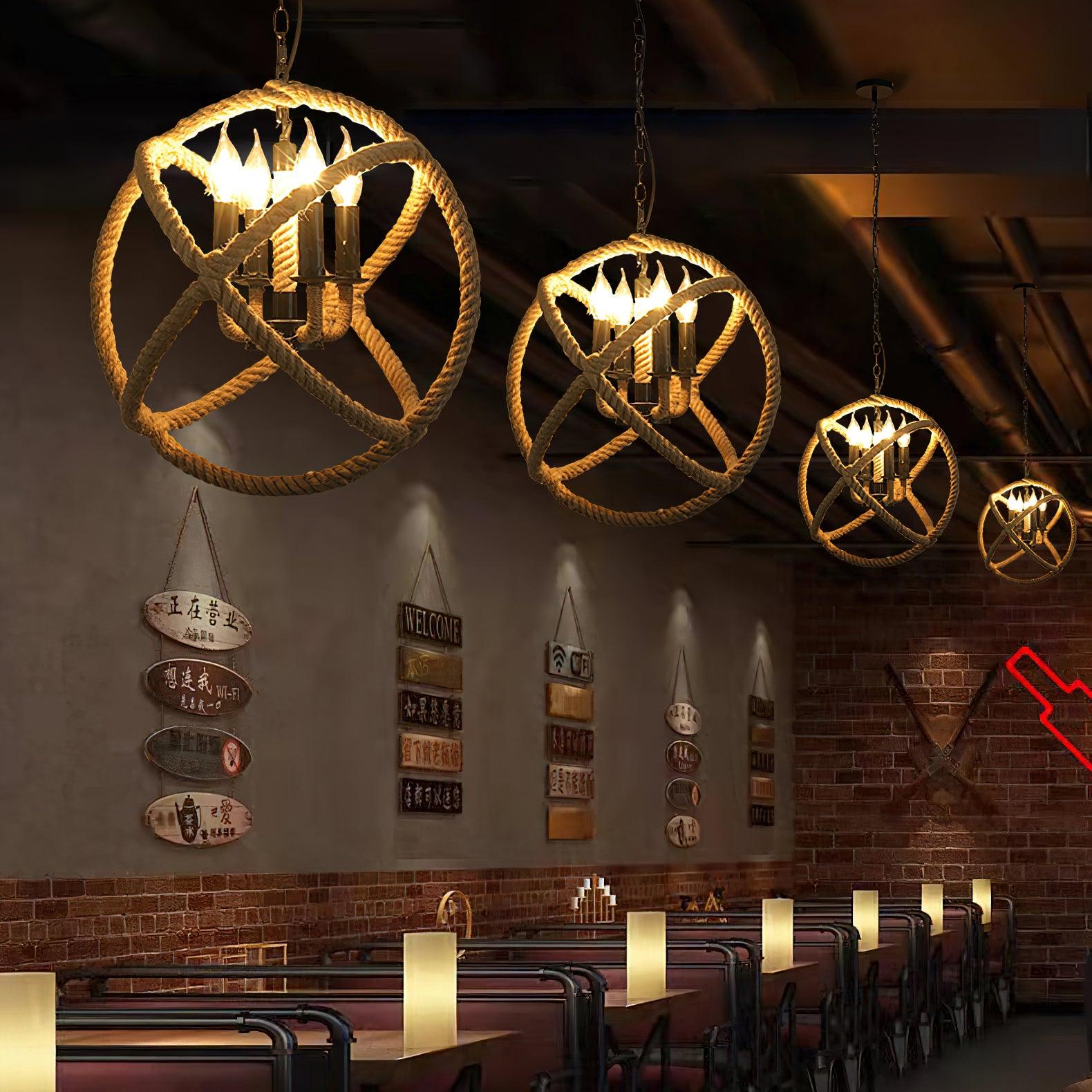 Xunell Retro Hemp Rope Interesting Pendant Light