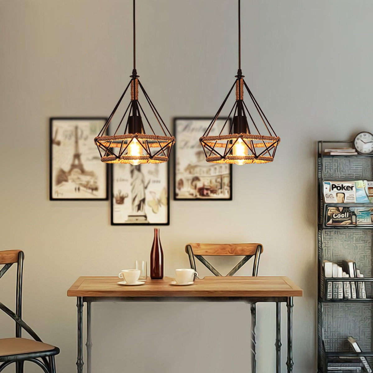 Xunell Retro Hemp Rope Interesting Pendant Light