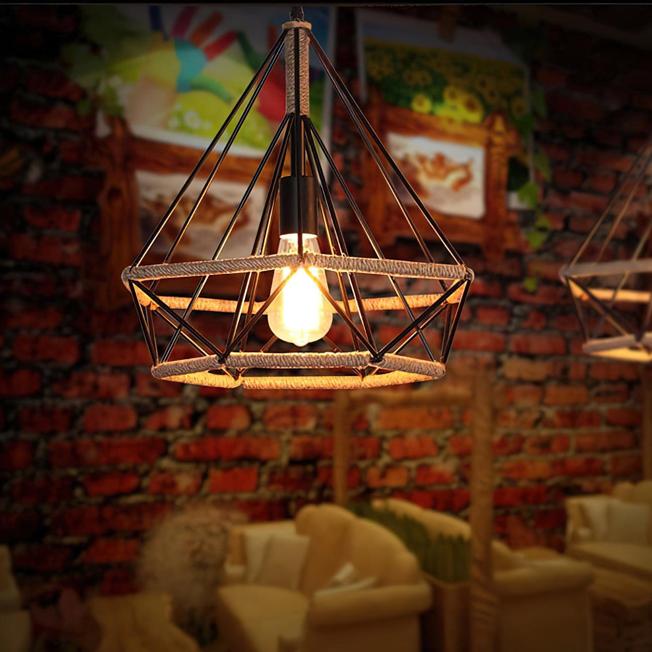 Xunell Retro Hemp Rope Interesting Pendant Light