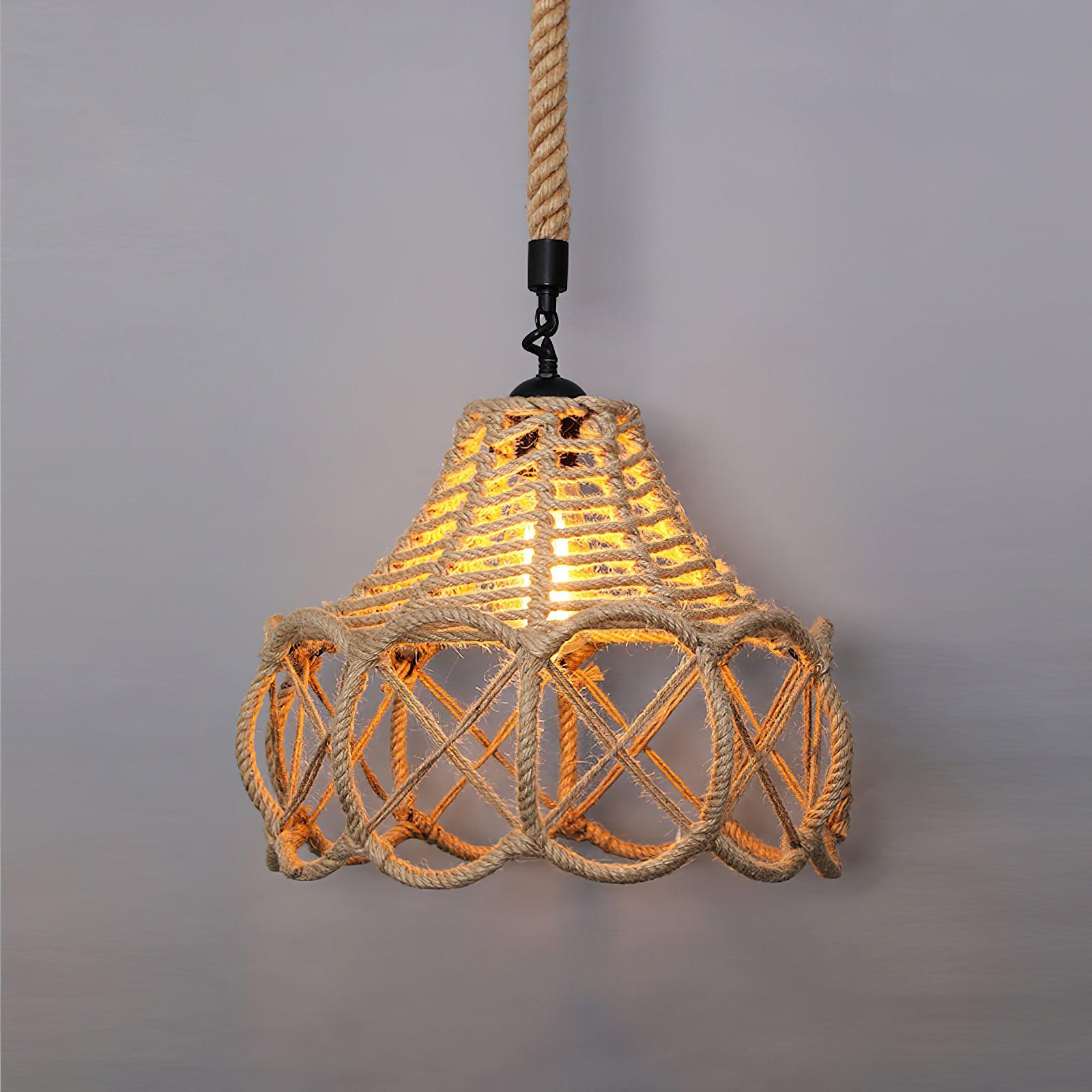 Xunell Retro Hemp Rope Interesting Pendant Light
