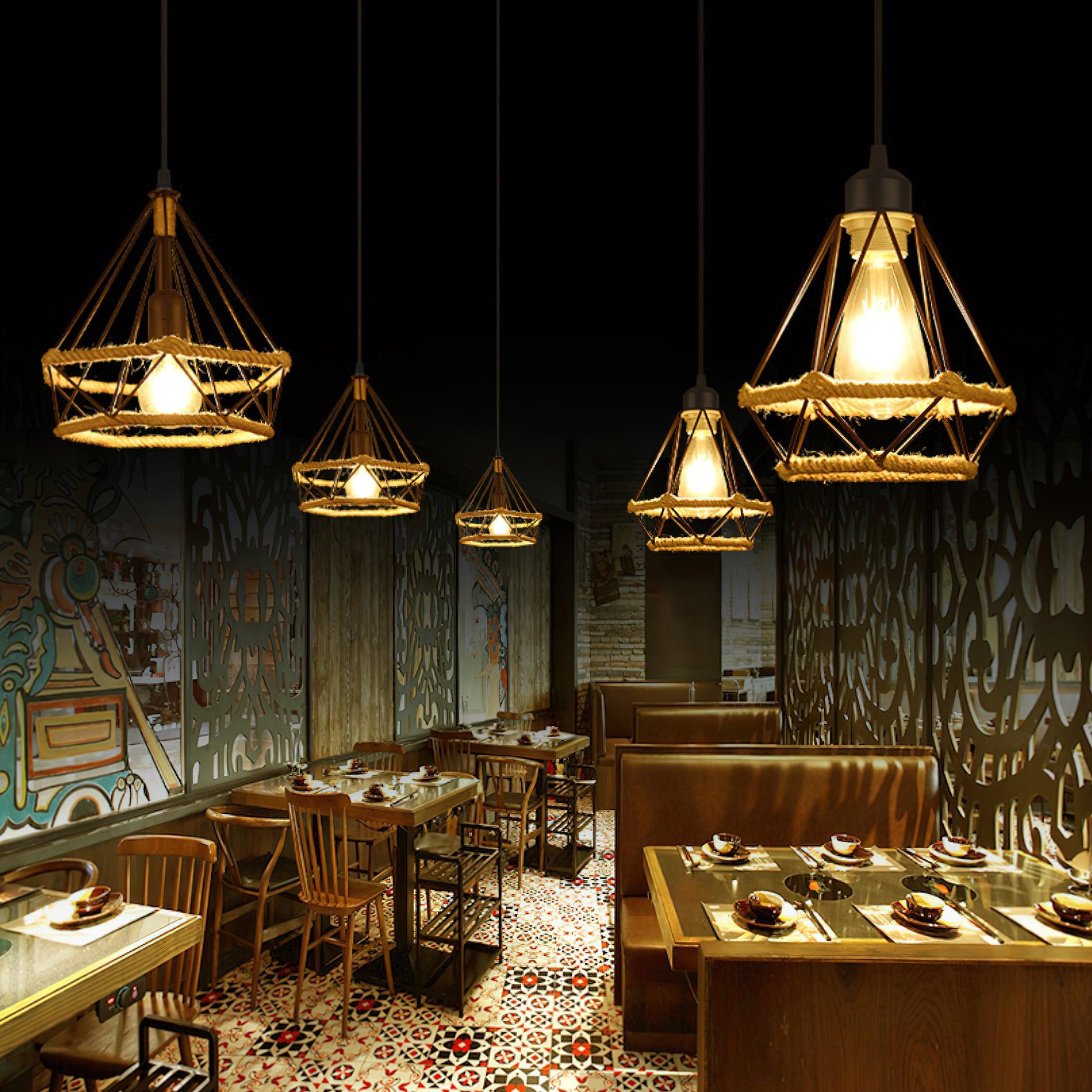 Xunell Retro Hemp Rope Interesting Pendant Light