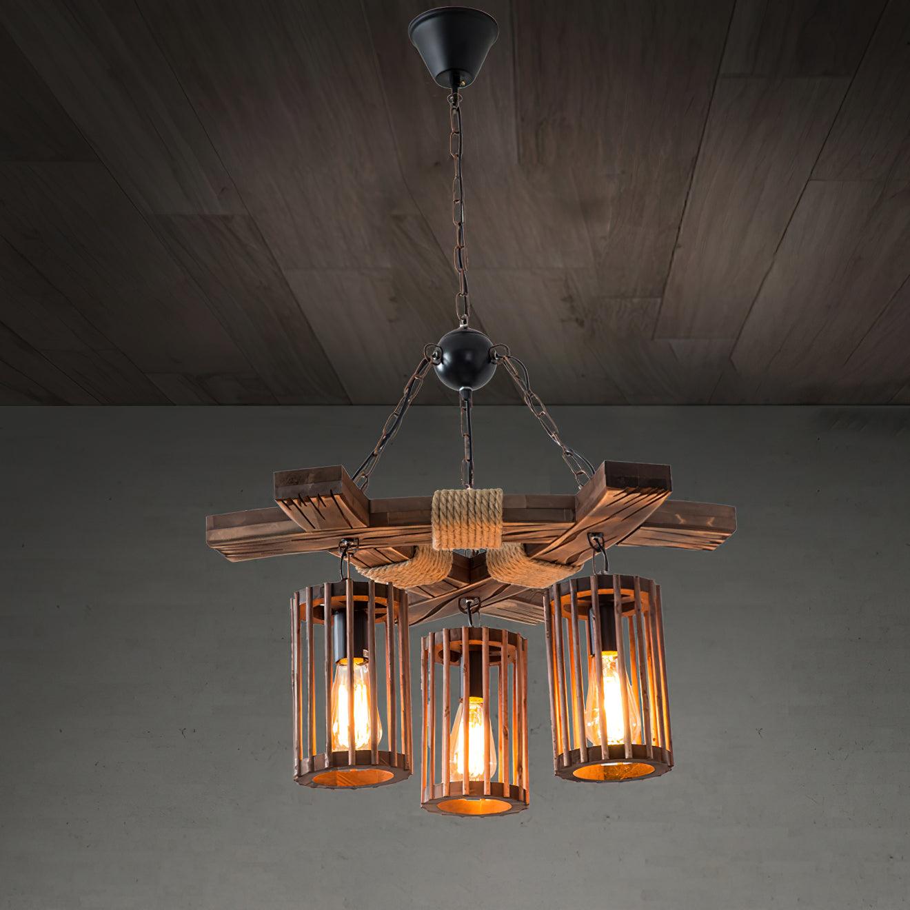 Lustra Chandelier Retro Solid Wood Industrial - Neutral Decor
