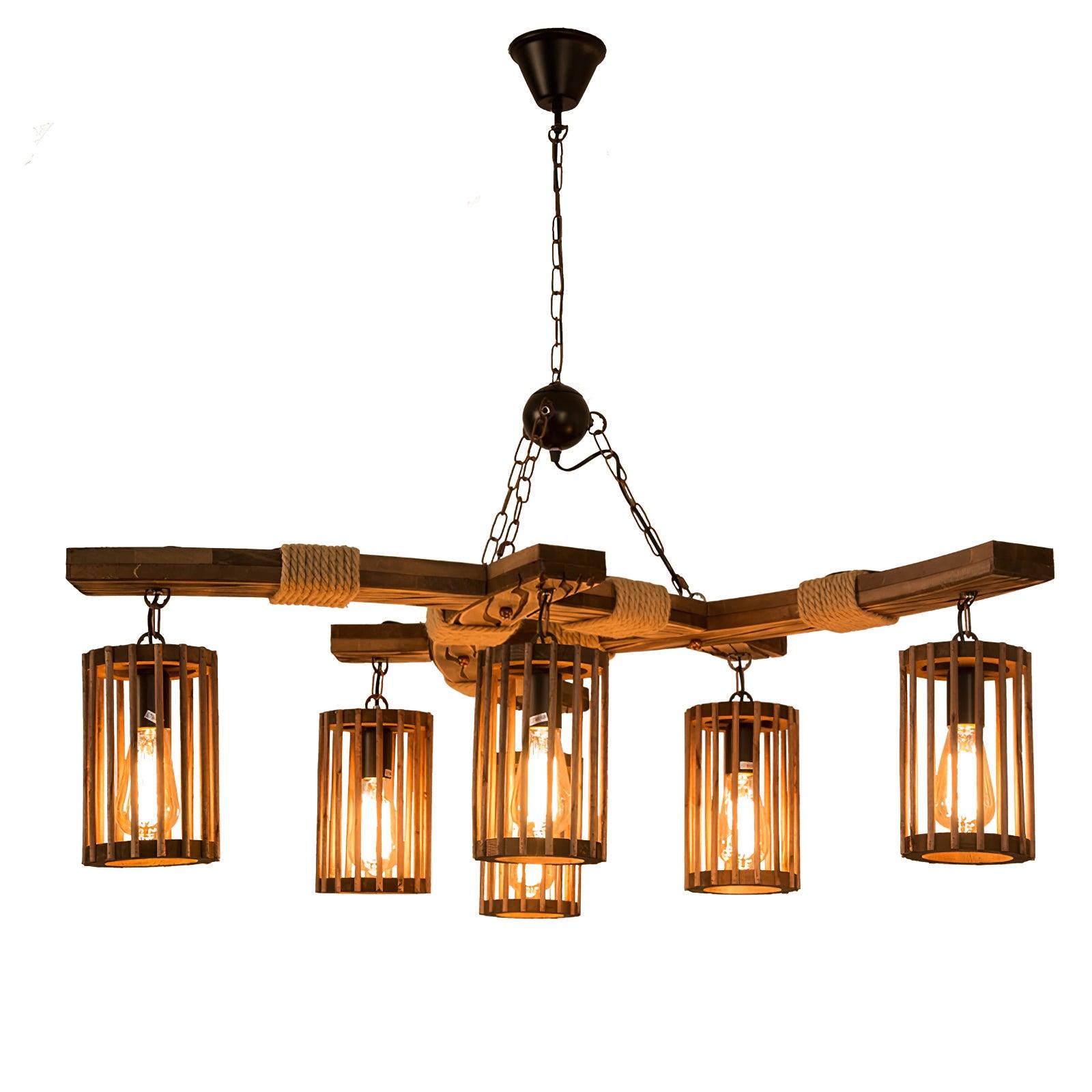 Lustra Chandelier Retro Solid Wood Industrial - Neutral Decor