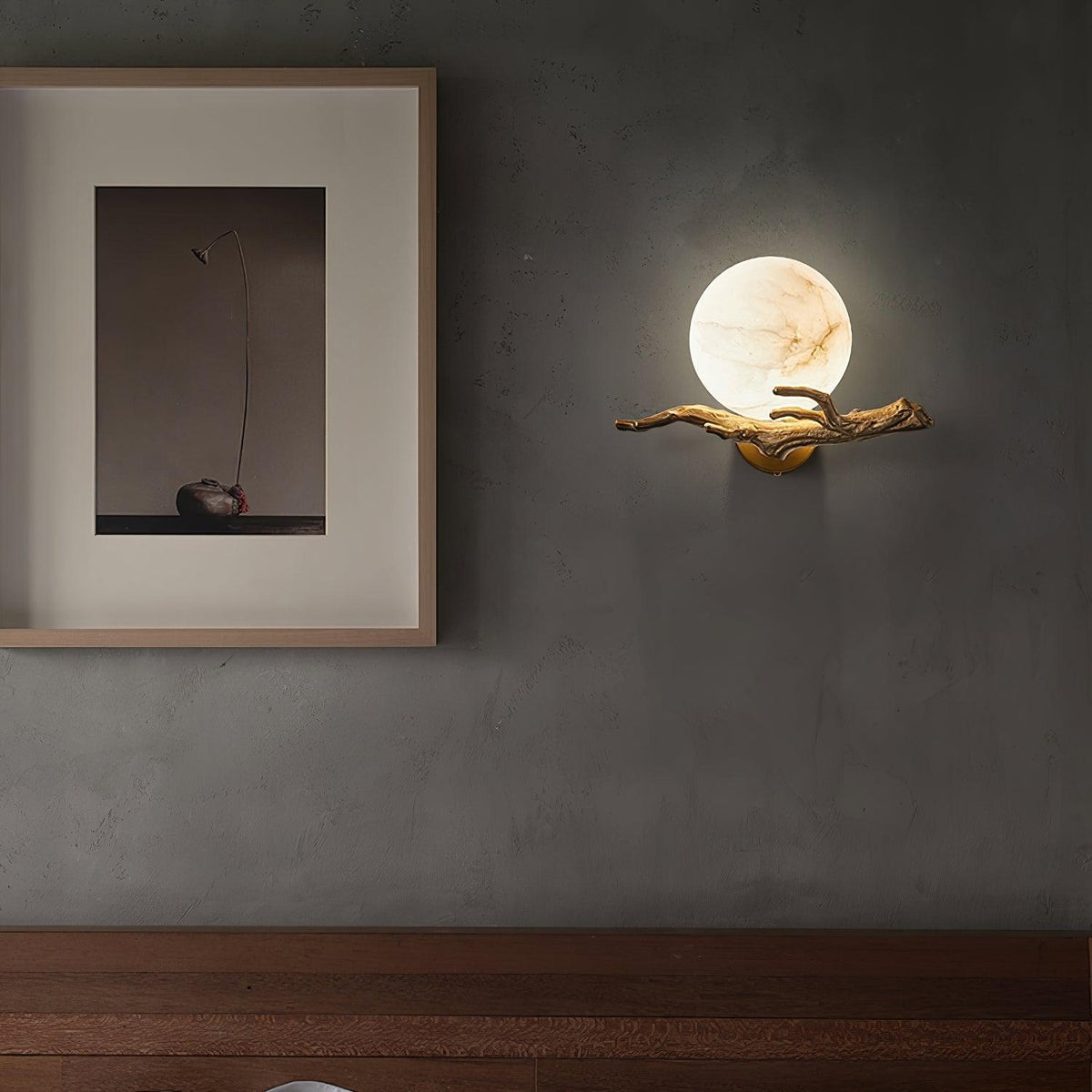 Erixa Retro Twigs Brass Marble Wall Lamp