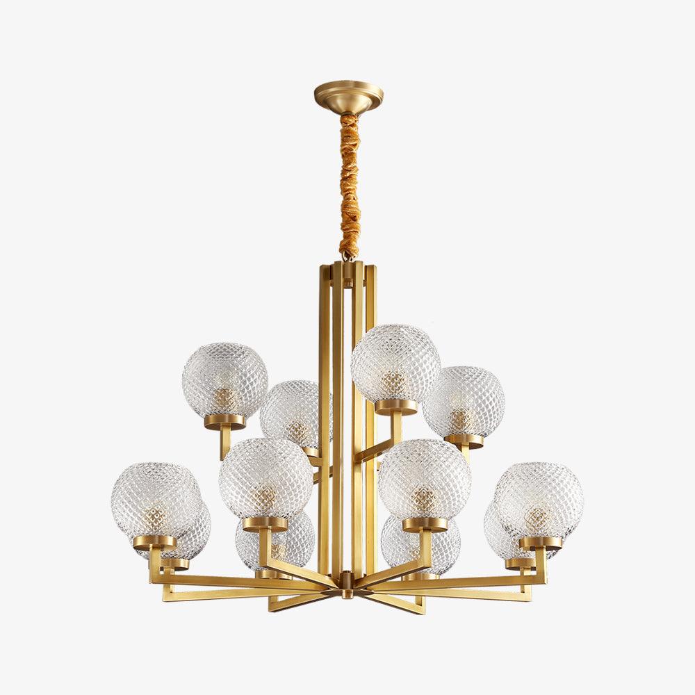 Velelissa Ribbed Glass Brass Chandelier
