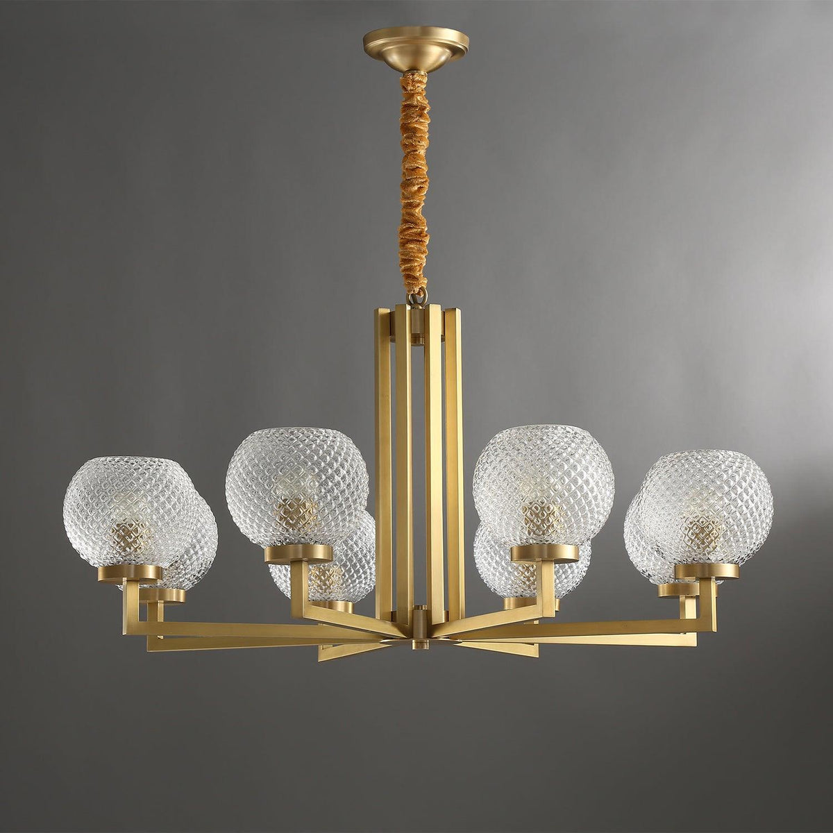 Velelissa Ribbed Glass Brass Chandelier