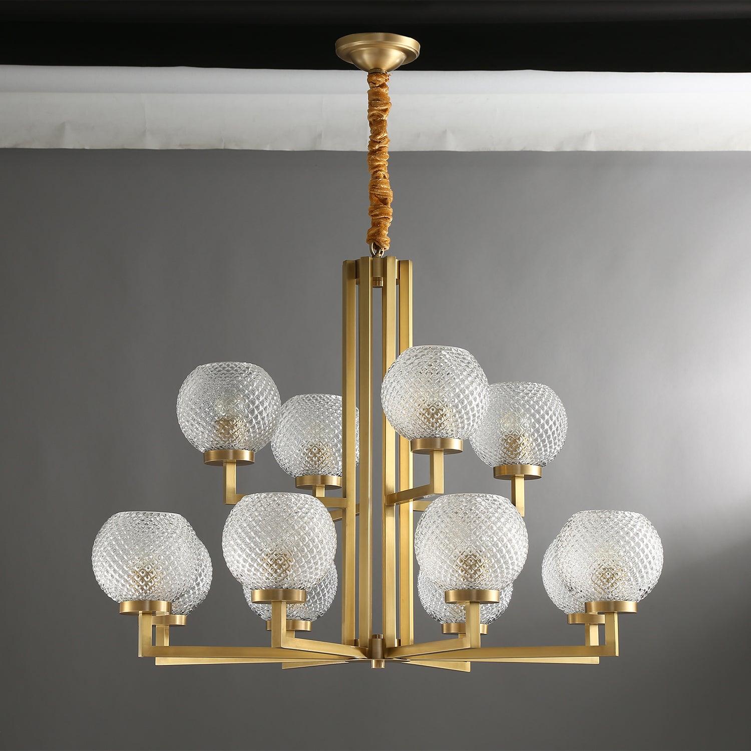 Velelissa Ribbed Glass Brass Chandelier