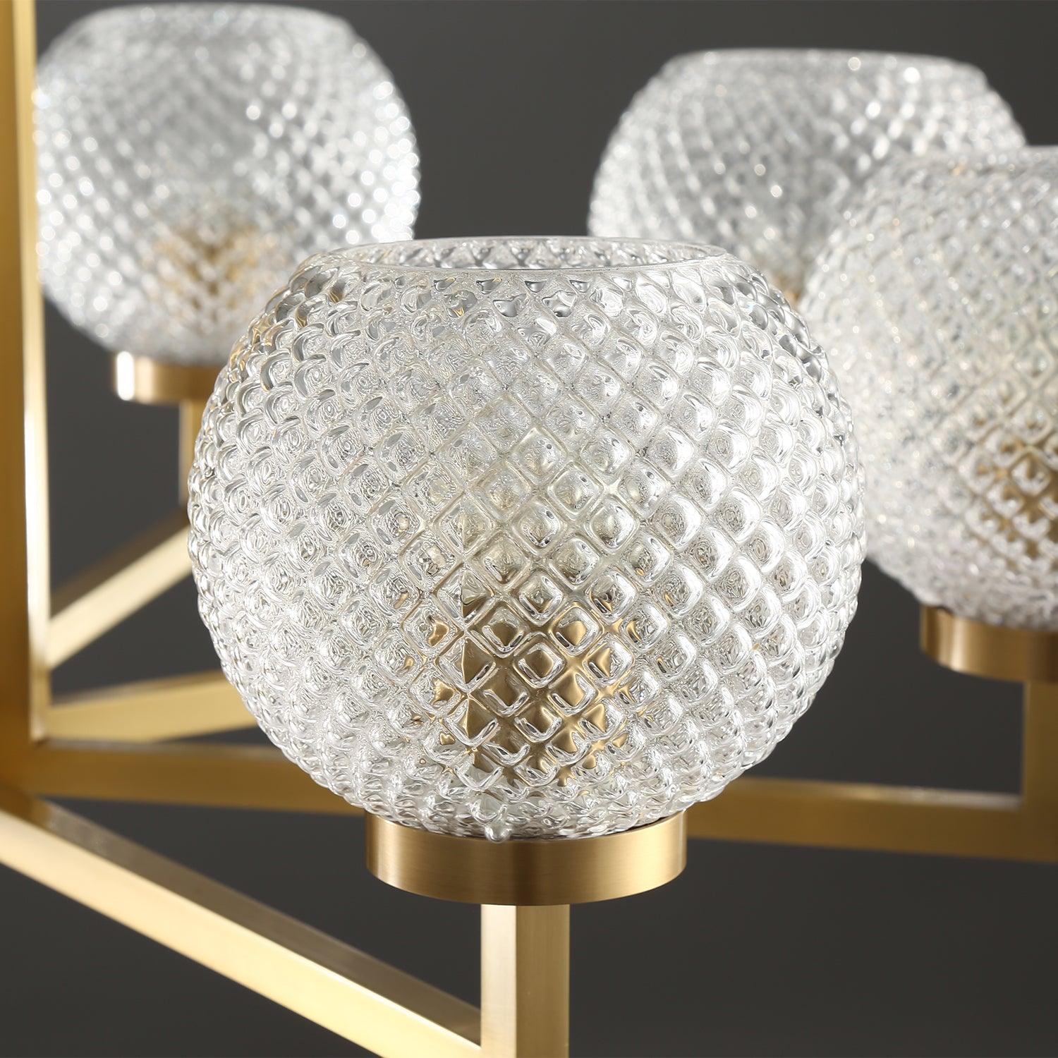 Velelissa Ribbed Glass Brass Chandelier