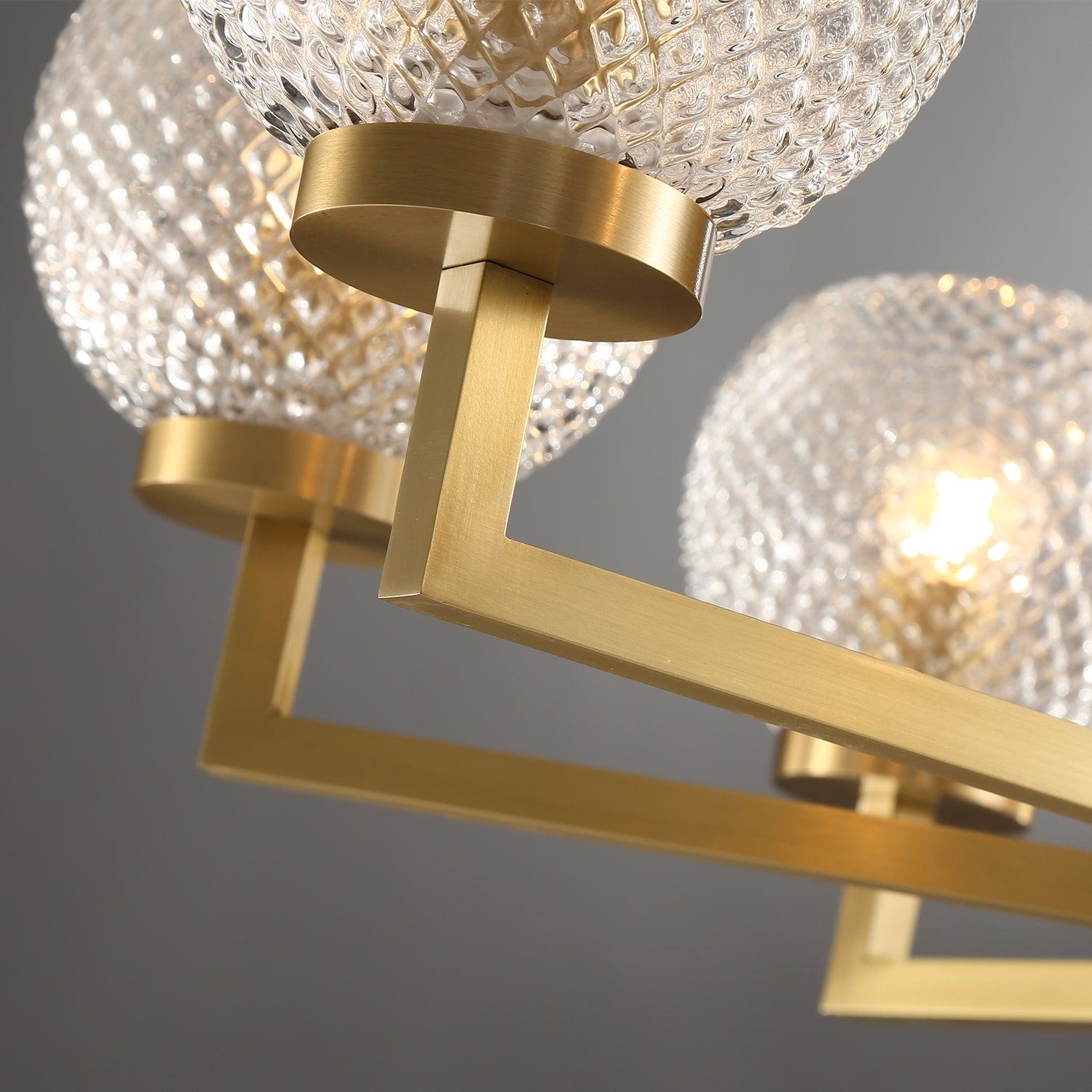 Velelissa Ribbed Glass Brass Chandelier