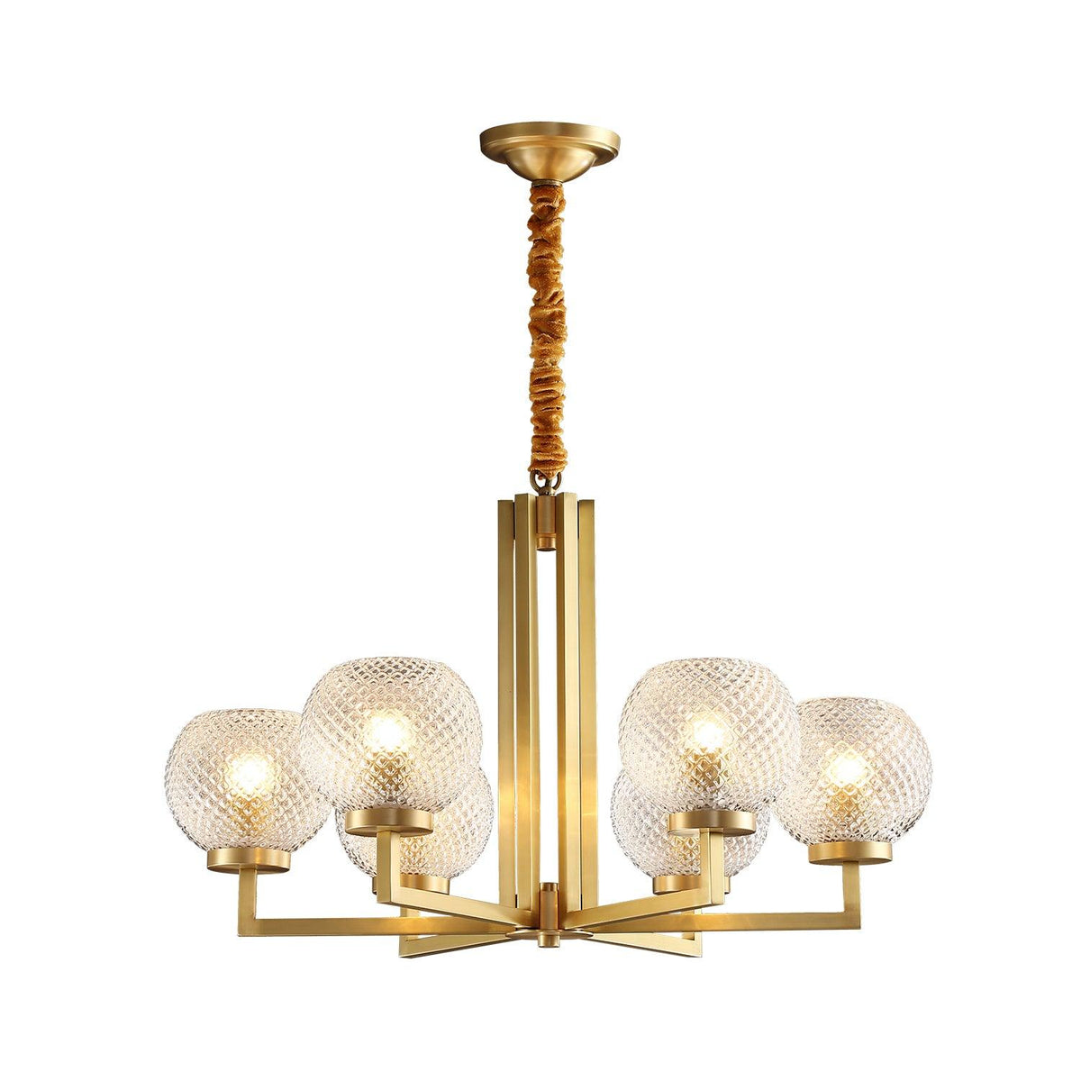 Velelissa Ribbed Glass Brass Chandelier
