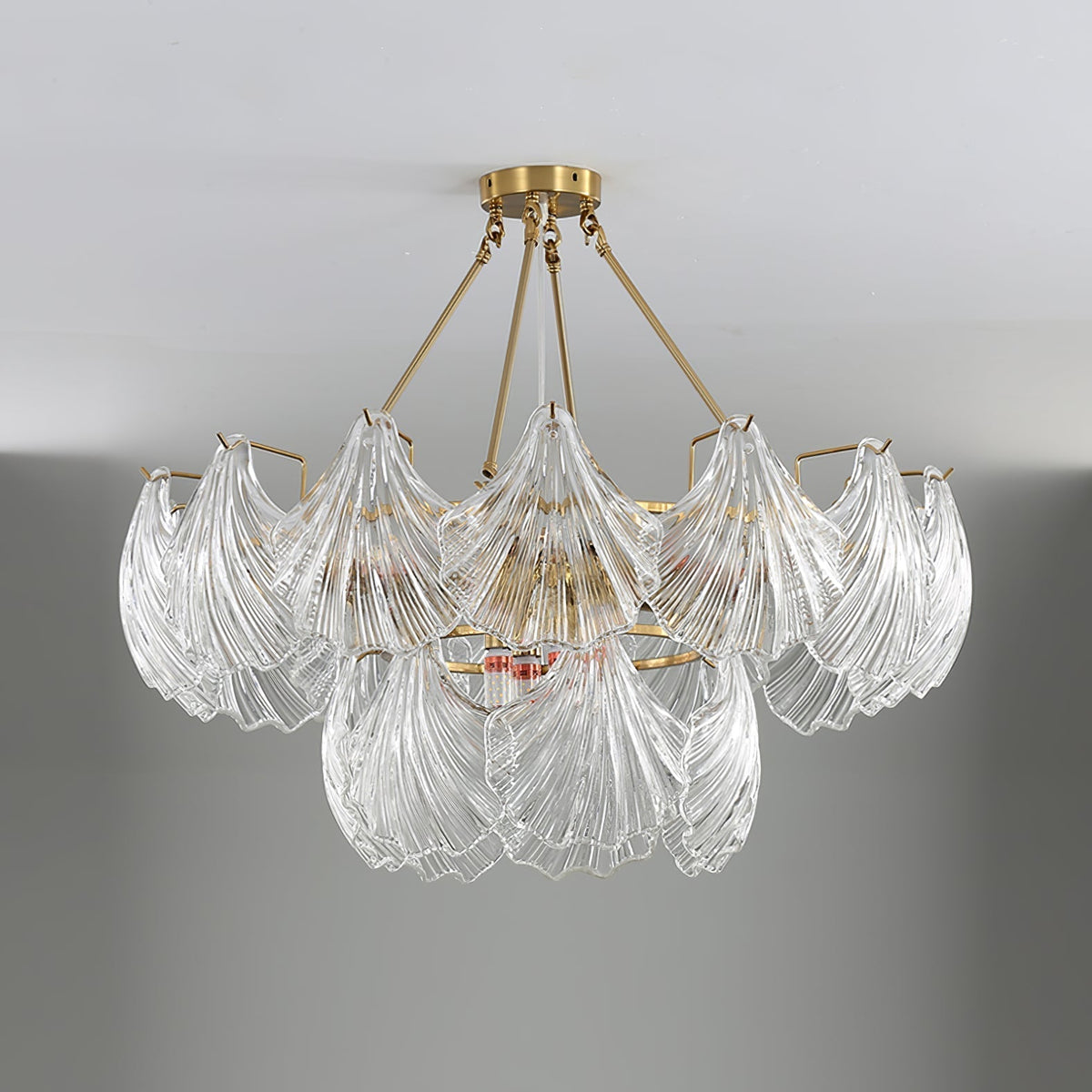 Veluaya Ceiling Light Ribbed Shell Glass Gold
