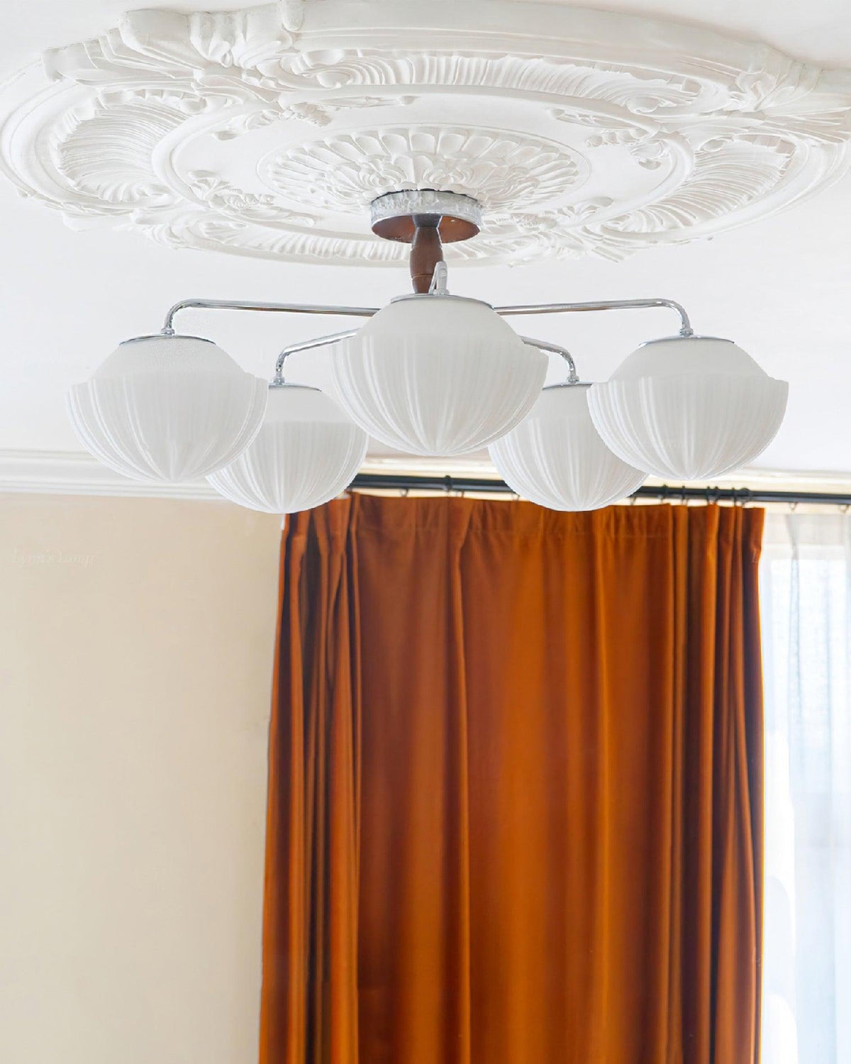 Rinivian Chandelier Retro Glass Chrome Wood