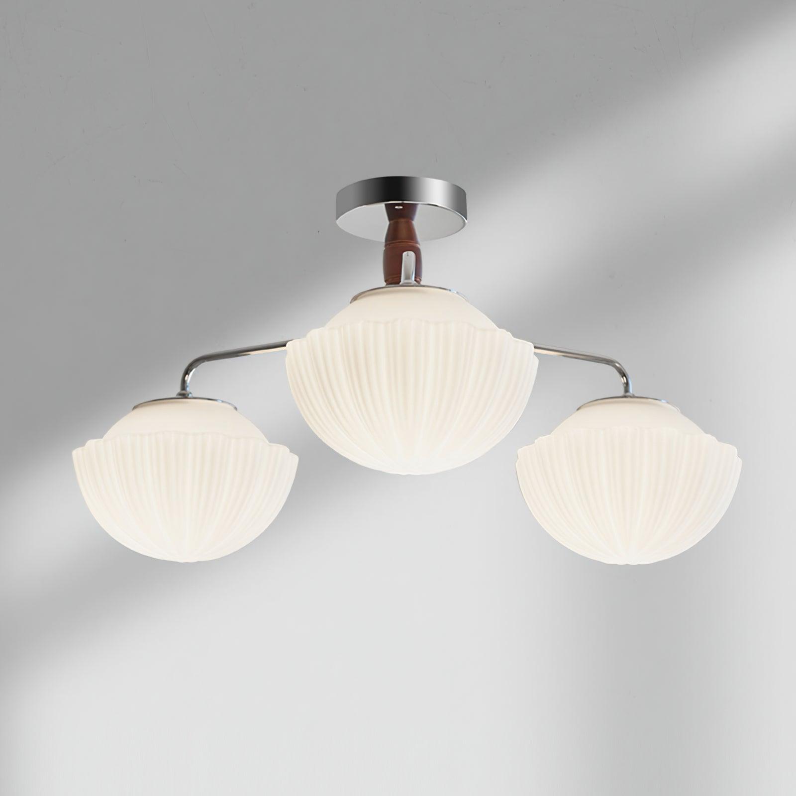 Rinivian Chandelier Retro Glass Chrome Wood