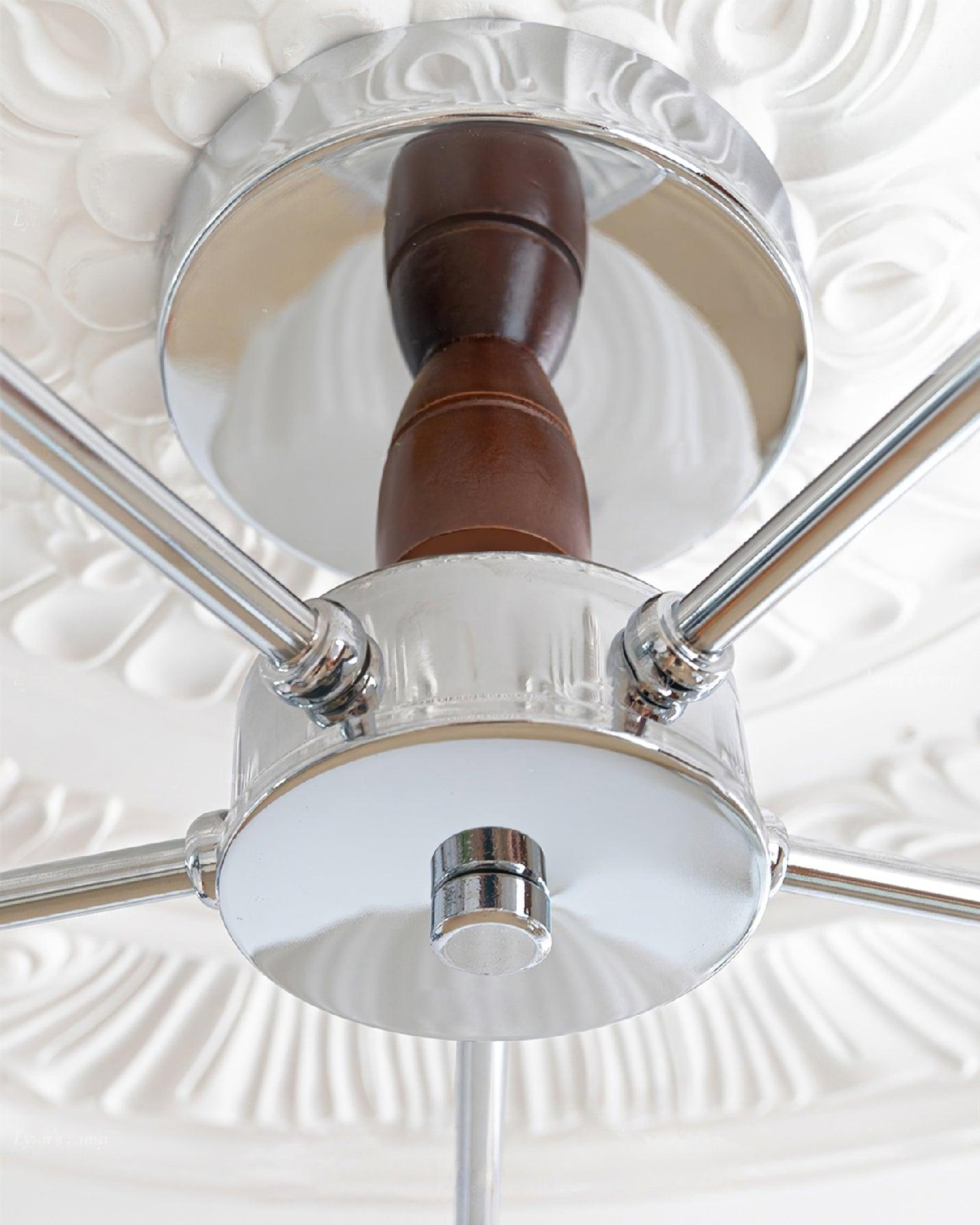 Rinivian Chandelier Retro Glass Chrome Wood
