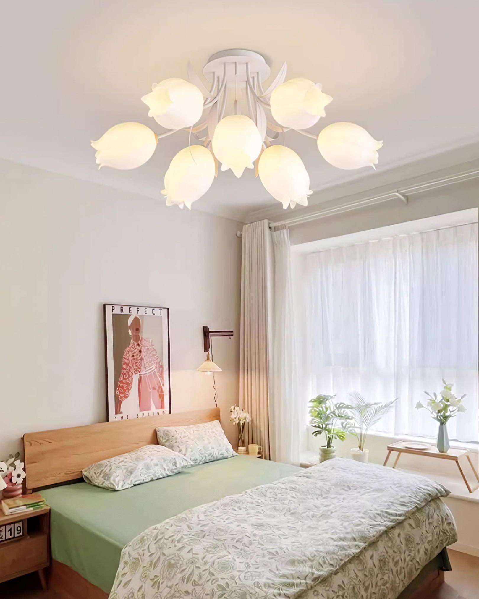 Lustra Ceiling Light Lily Flower Blossom Green Base - Neutral Decor