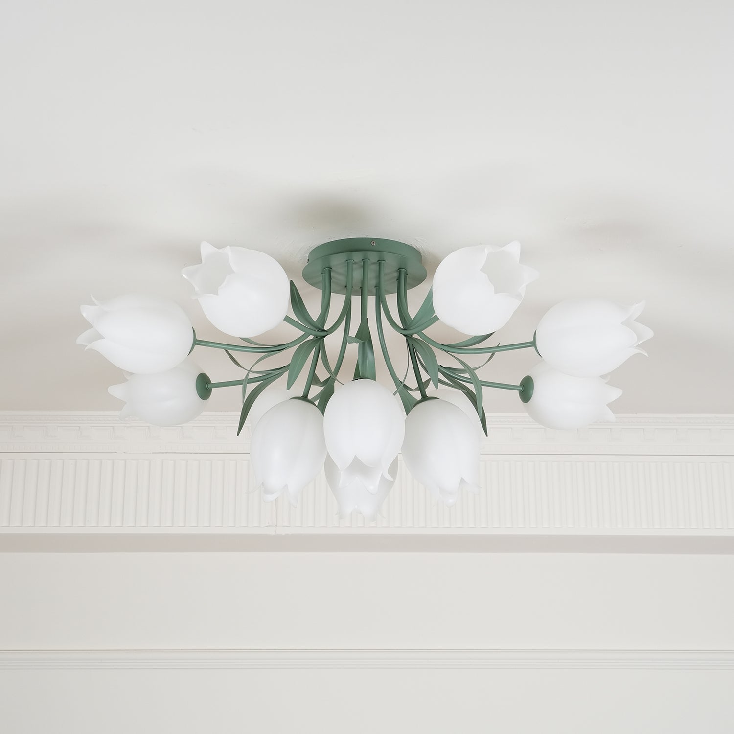 Lustra Ceiling Light Lily Flower Blossom Green Base - Neutral Decor