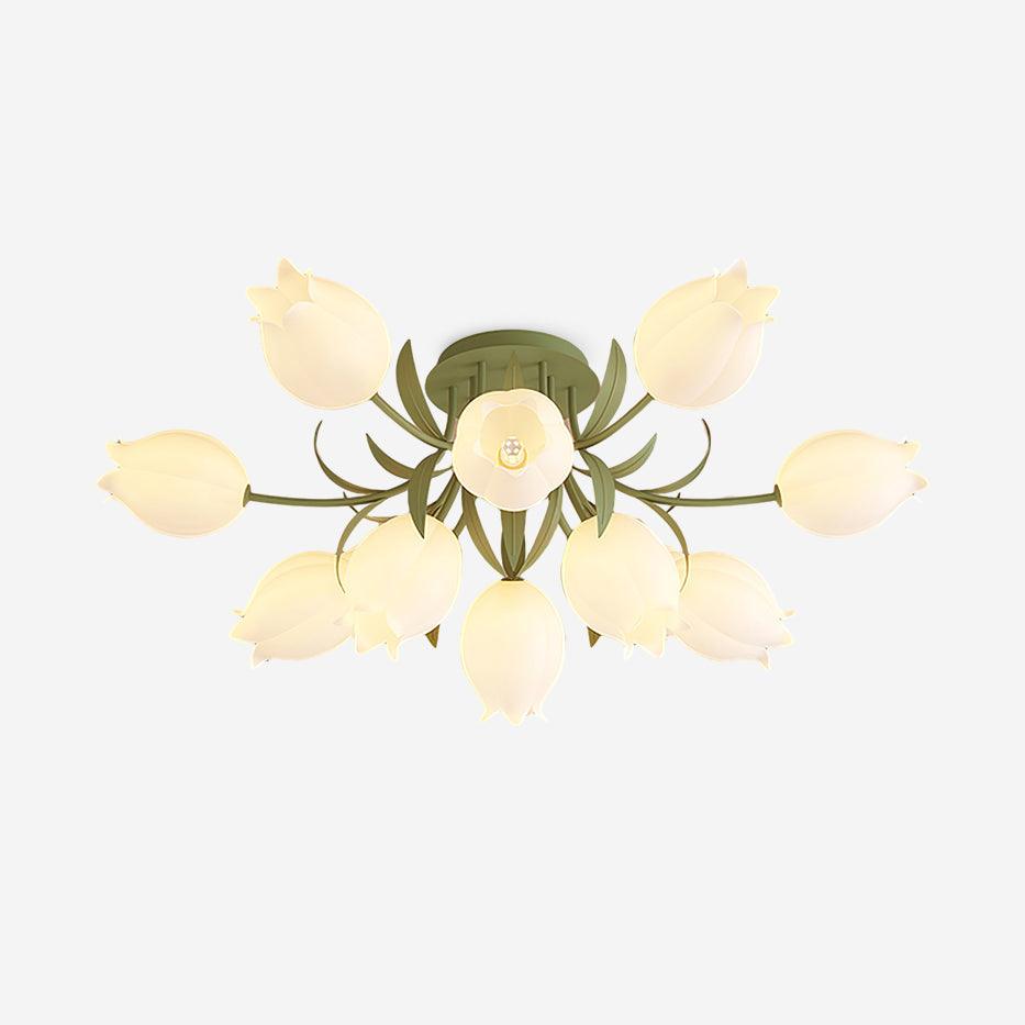 Lustra Ceiling Light Lily Flower Blossom Green Base - Neutral Decor